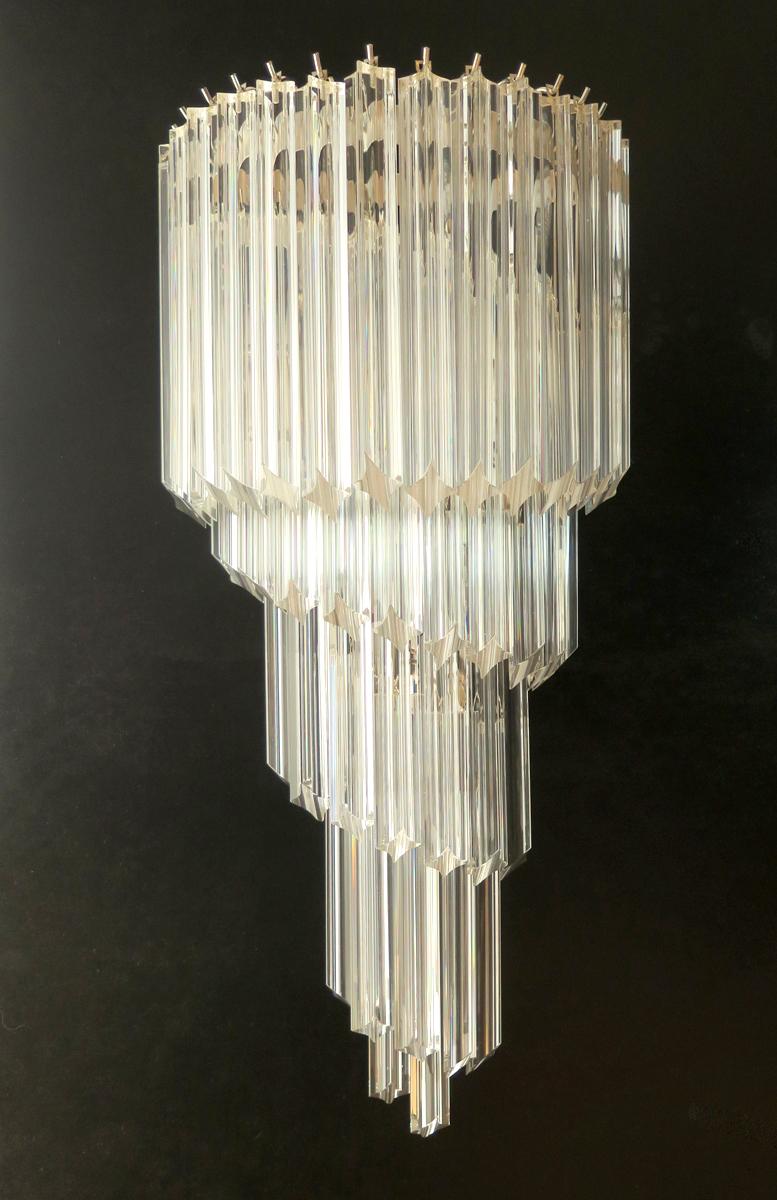 Pareja monumental de apliques vintage de Murano - 41 trasparent quadriedri siglo XX en venta