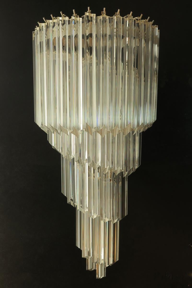 Pareja monumental de apliques vintage de Murano - 41 trasparent quadriedri Vidrio artístico en venta