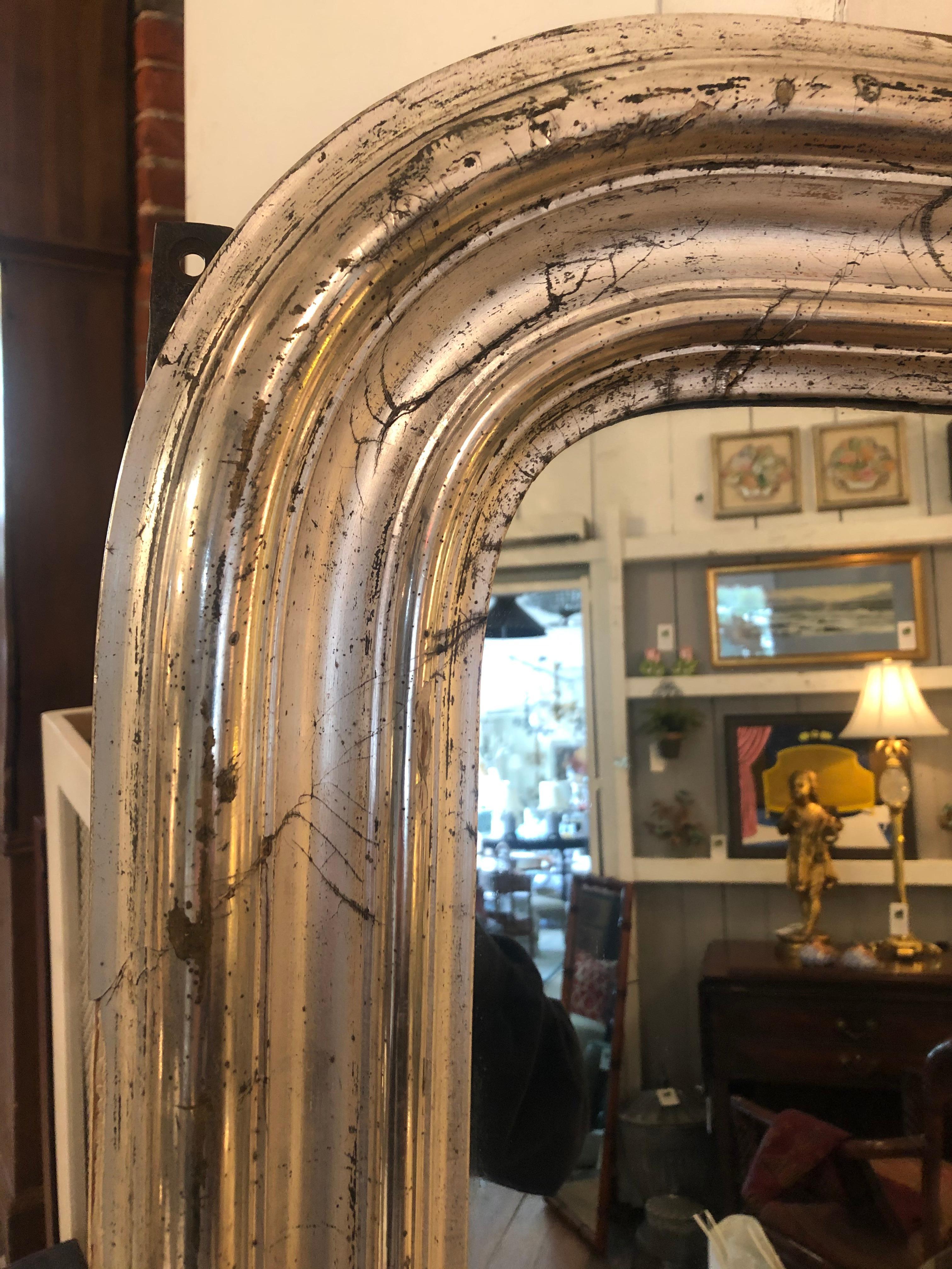 Monumental Palatial Silver Leaf 19th Century Louis Philippe Antique Mirror 2