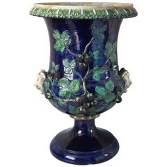 Monumental Palissy Majolica Blackberry Urn-Shaped Planter