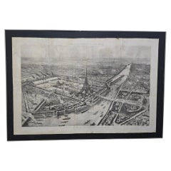 Monumental Panoramic View of the 1889 Paris Exposition Universelle with the Eiff