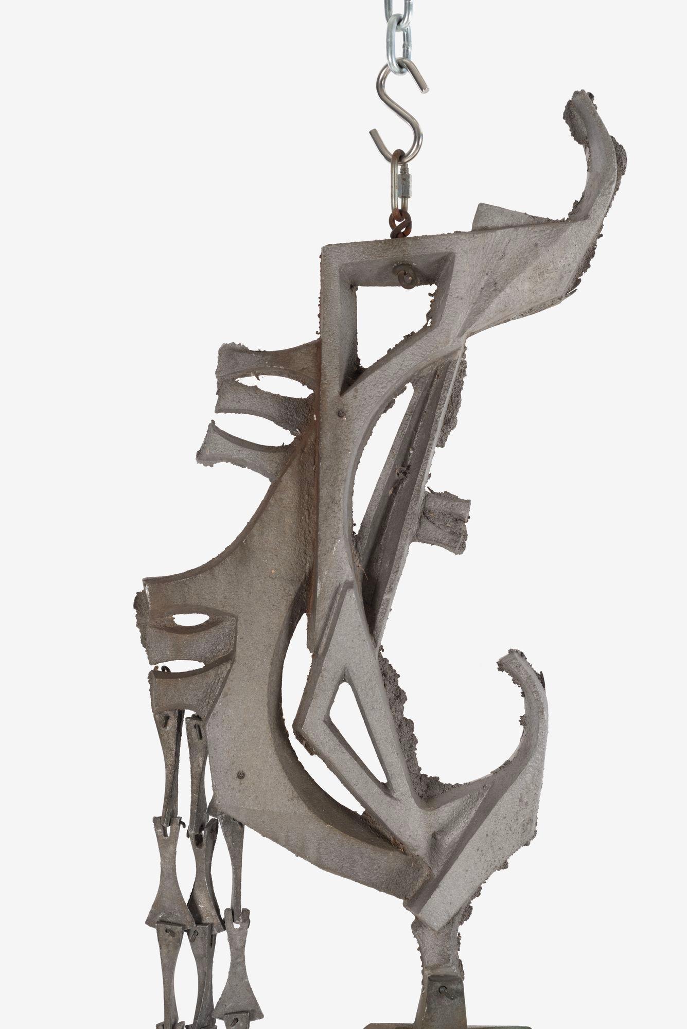 Mid-20th Century Monumental Paolo Soleri Brutalist Bronze Bell, Cast Aluminum Sculptural Spine For Sale