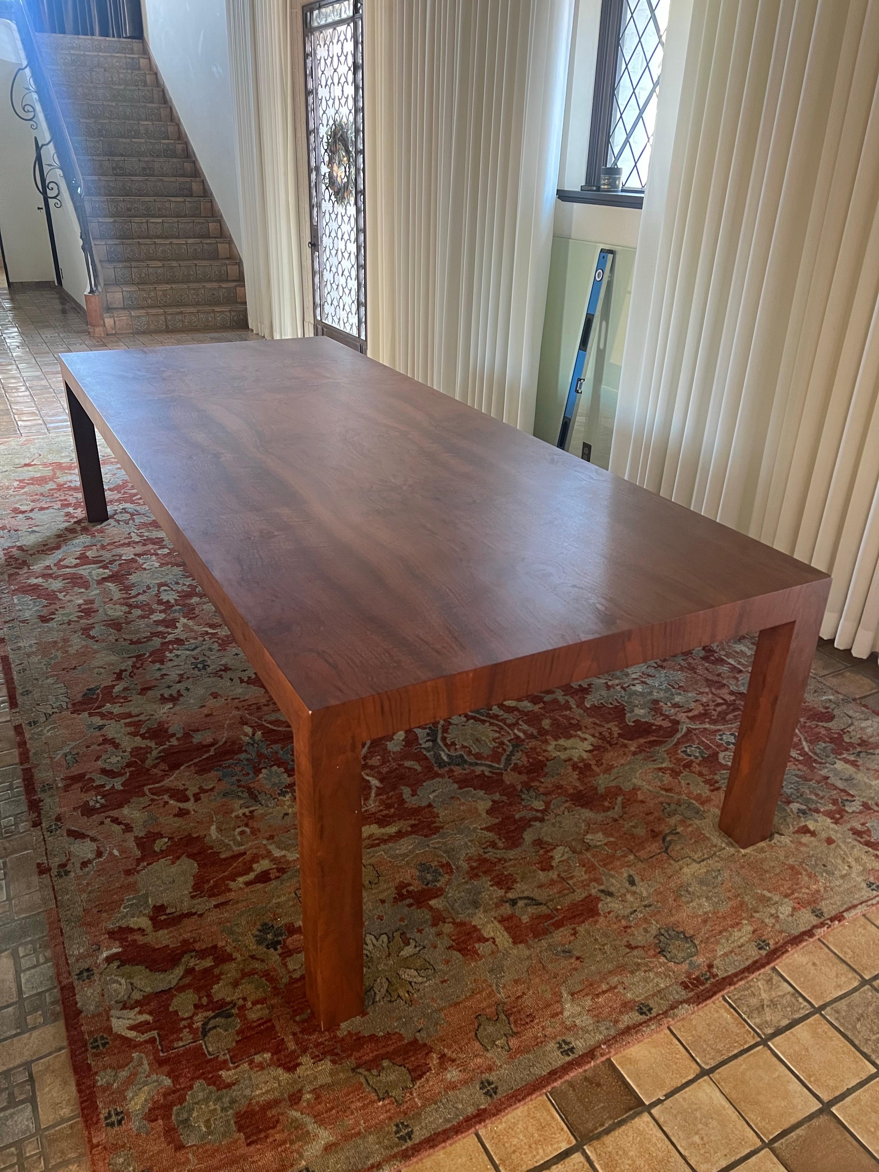 Mid-Century Modern Monumental Parsons Dining XLarge Table Bookmatched Walnut Custom Made For Sale