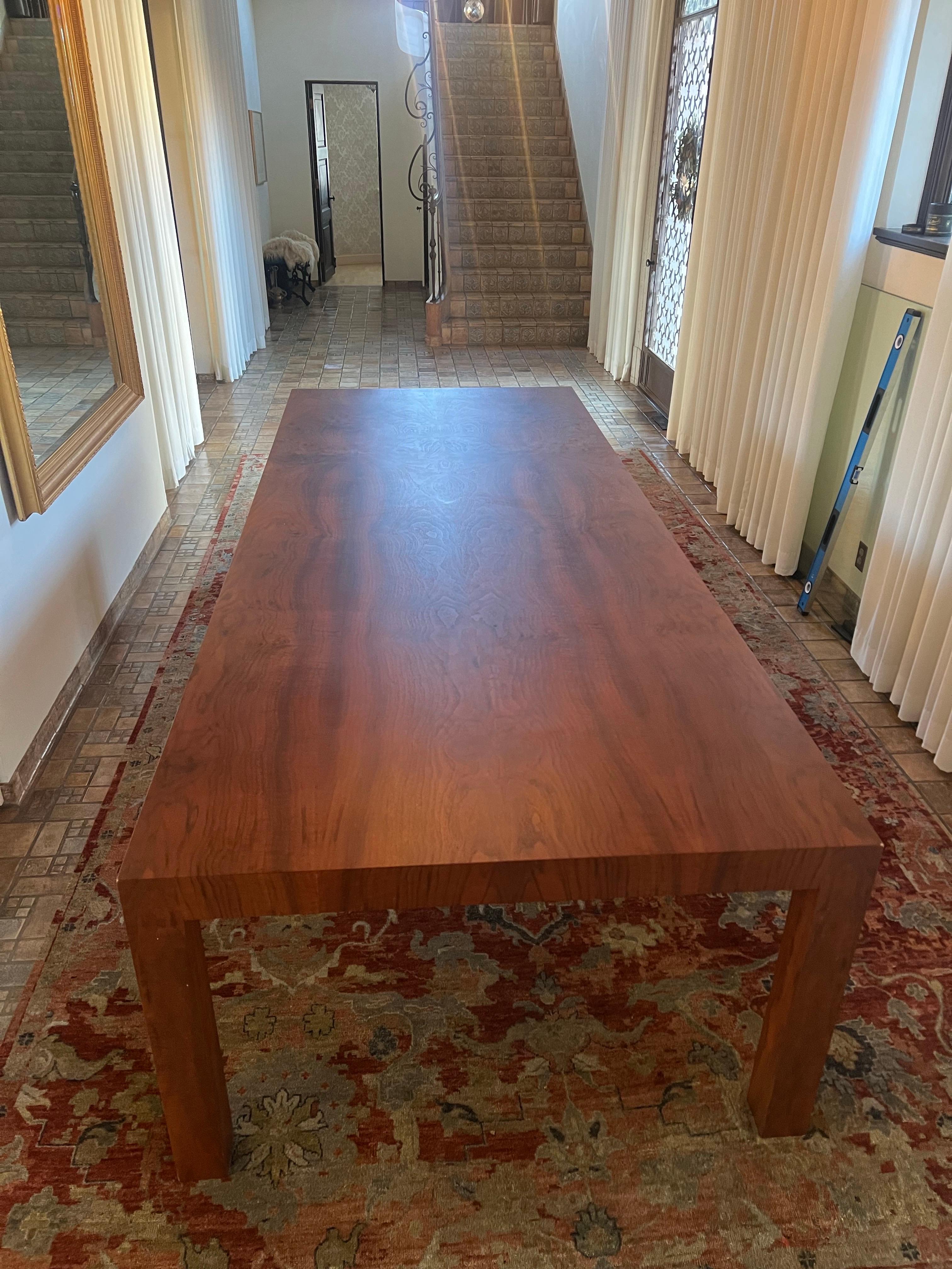 Contemporary Monumental Parsons Dining XLarge Table Bookmatched Walnut Custom Made For Sale