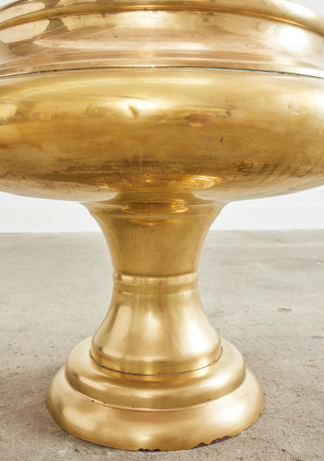 Monumental Patinated Brass Champagne Wine Cooler Bucket Urn 4