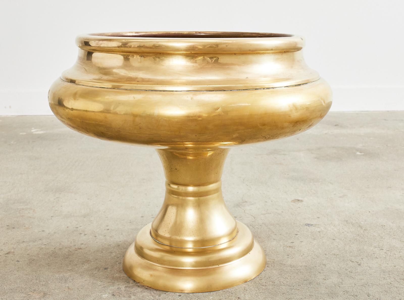 Monumental Patinated Brass Champagne Wine Cooler Bucket Urn 5