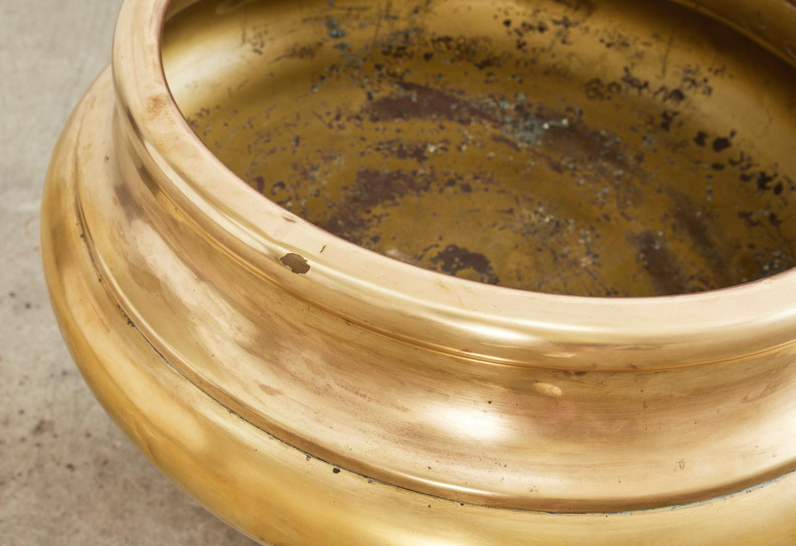 Monumental Patinated Brass Champagne Wine Cooler Bucket Urn In Good Condition In Rio Vista, CA
