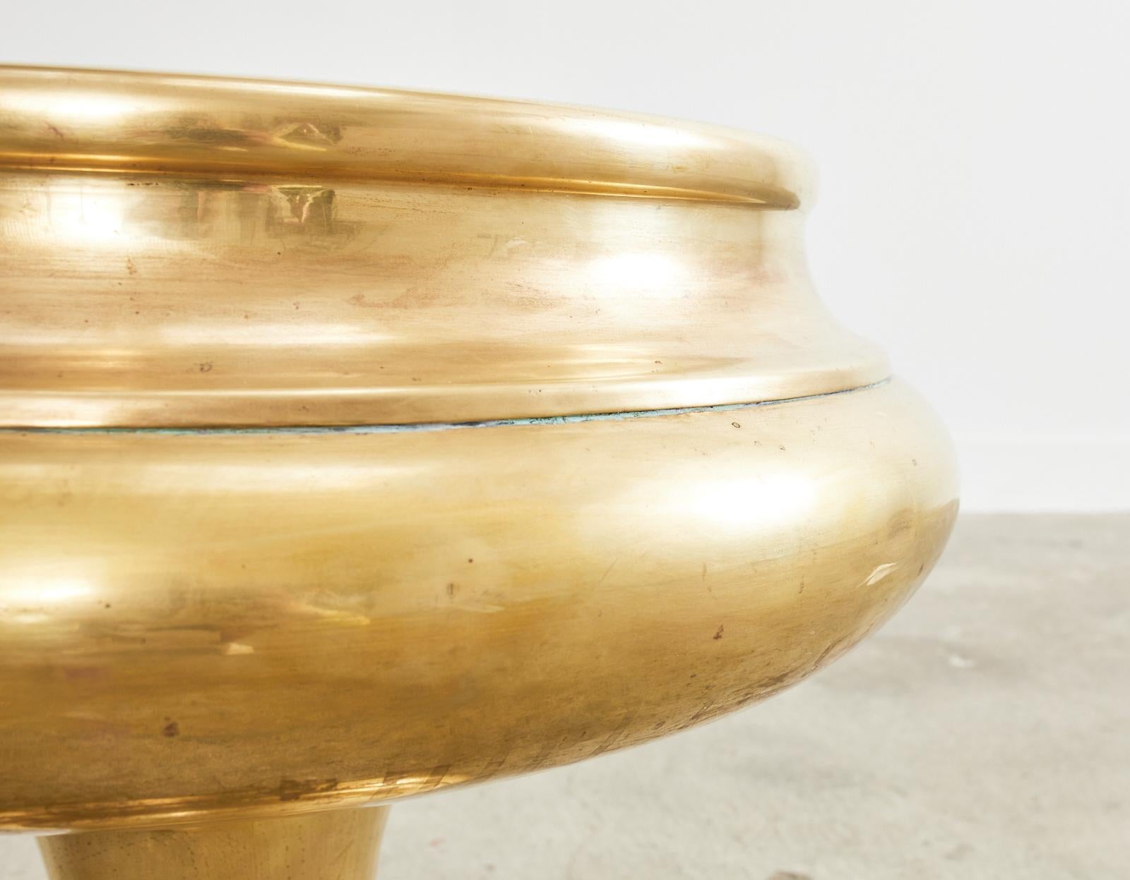 Monumental Patinated Brass Champagne Wine Cooler Bucket Urn 3