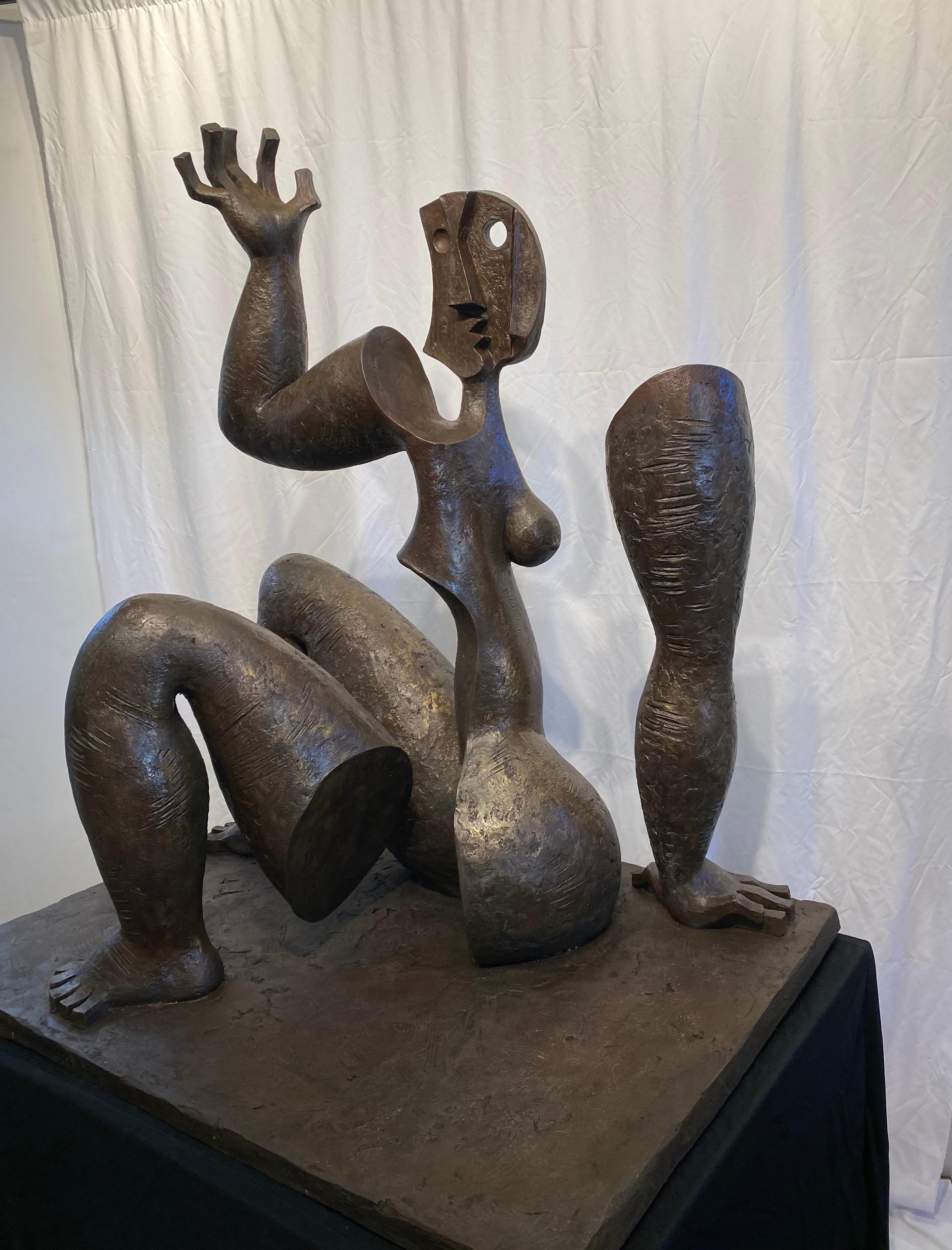 Monumental Patinated Bronze Abstract Sculpture of a Female Nude by Byron Gálvez For Sale 3