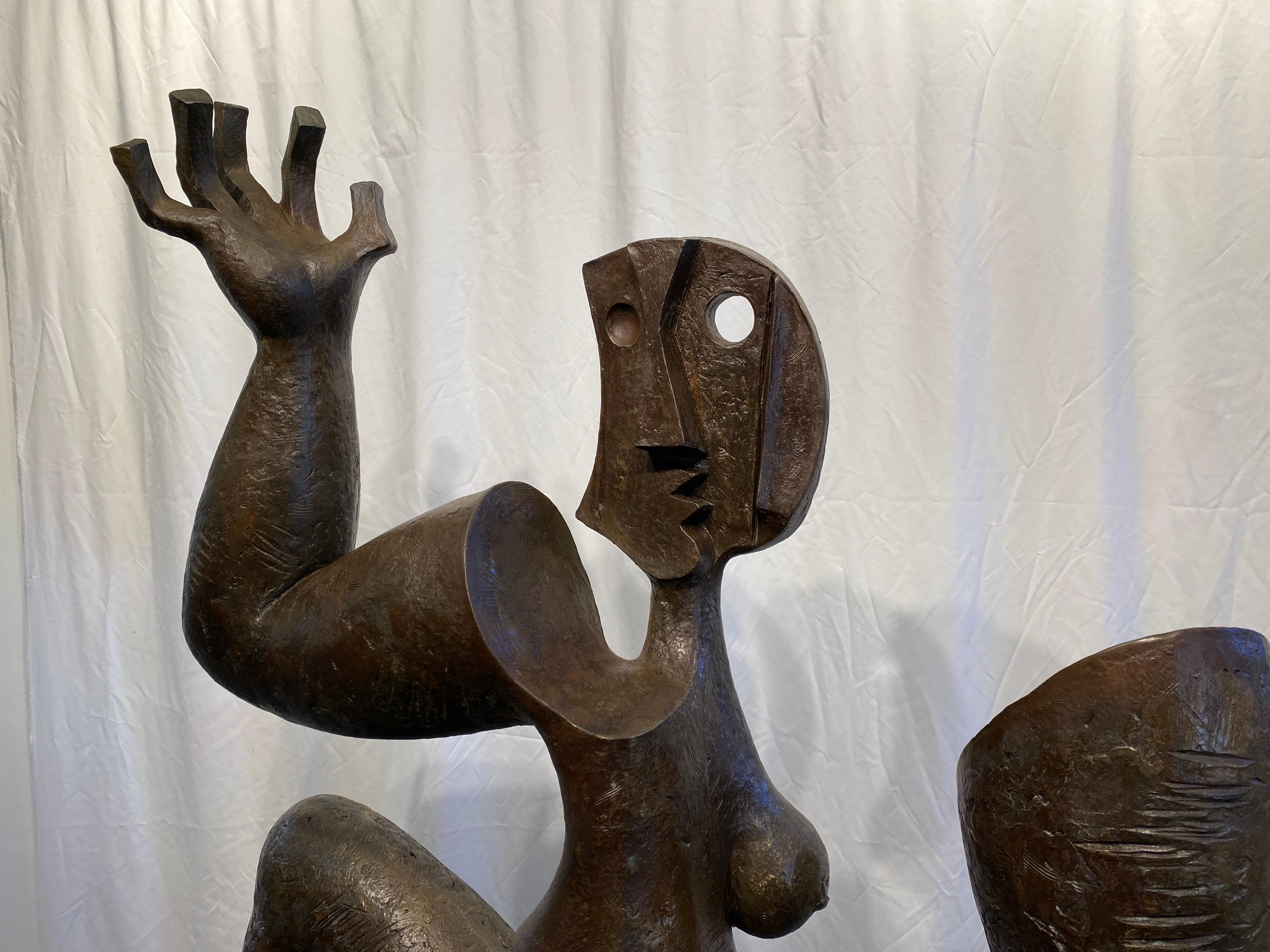 Monumental Patinated Bronze Abstract Sculpture of a Female Nude by Byron Gálvez For Sale 4
