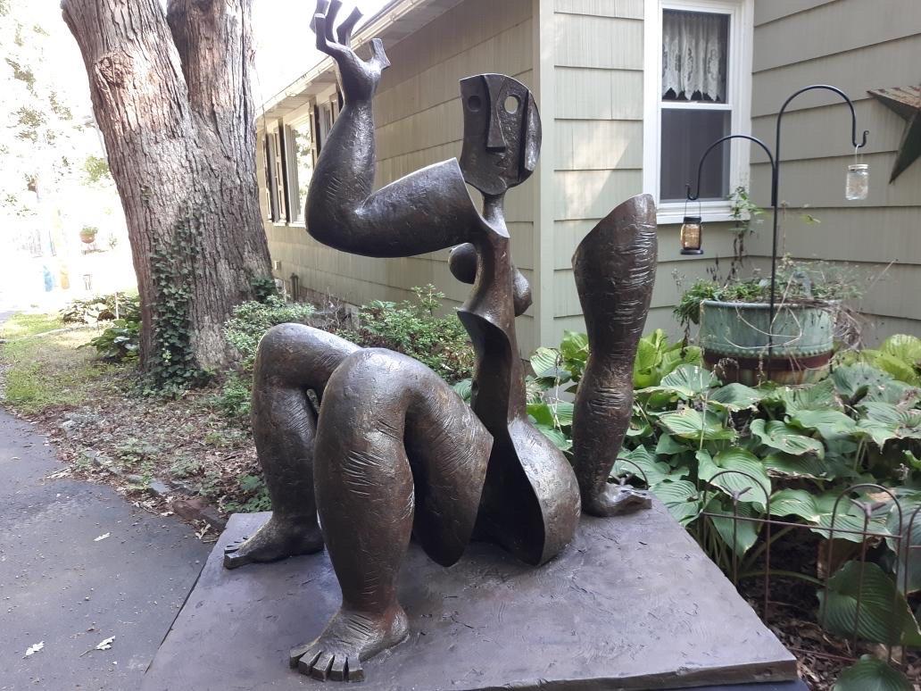 Monumental Patinated Bronze Abstract Sculpture of a Female Nude by Byron Gálvez For Sale 6