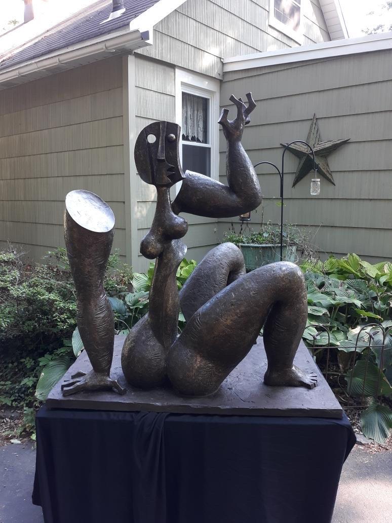 Monumental Patinated Bronze Abstract Sculpture of a Female Nude by Byron Gálvez For Sale 8