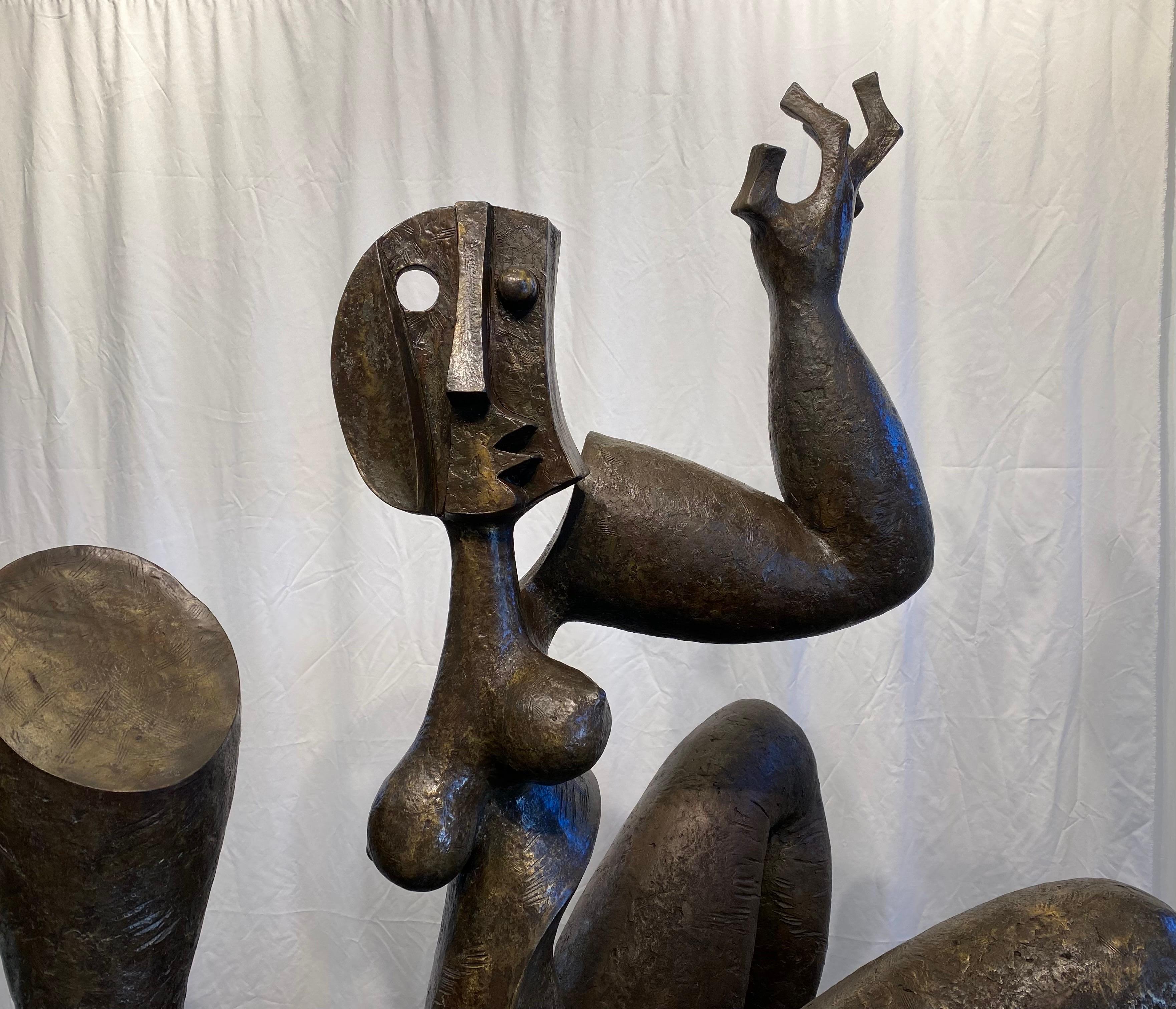 Modern Monumental Patinated Bronze Abstract Sculpture of a Female Nude by Byron Gálvez For Sale