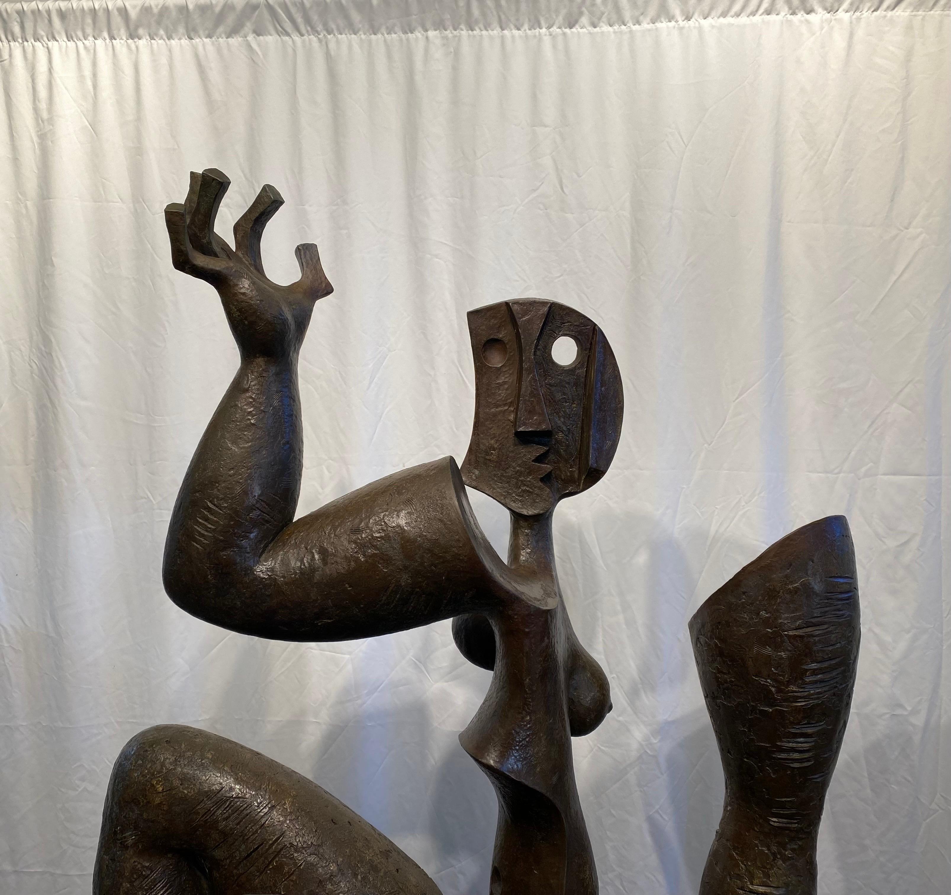 Mexican Monumental Patinated Bronze Abstract Sculpture of a Female Nude by Byron Gálvez For Sale