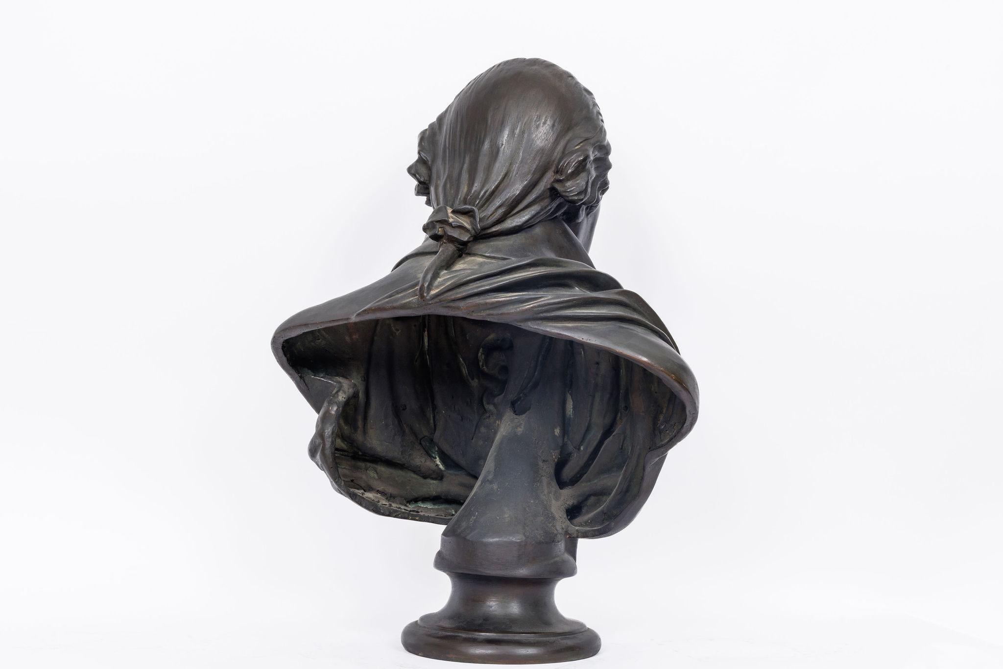 Monumental Patinated Bronze Bust of George Washington, after William Rush (1817) For Sale 4