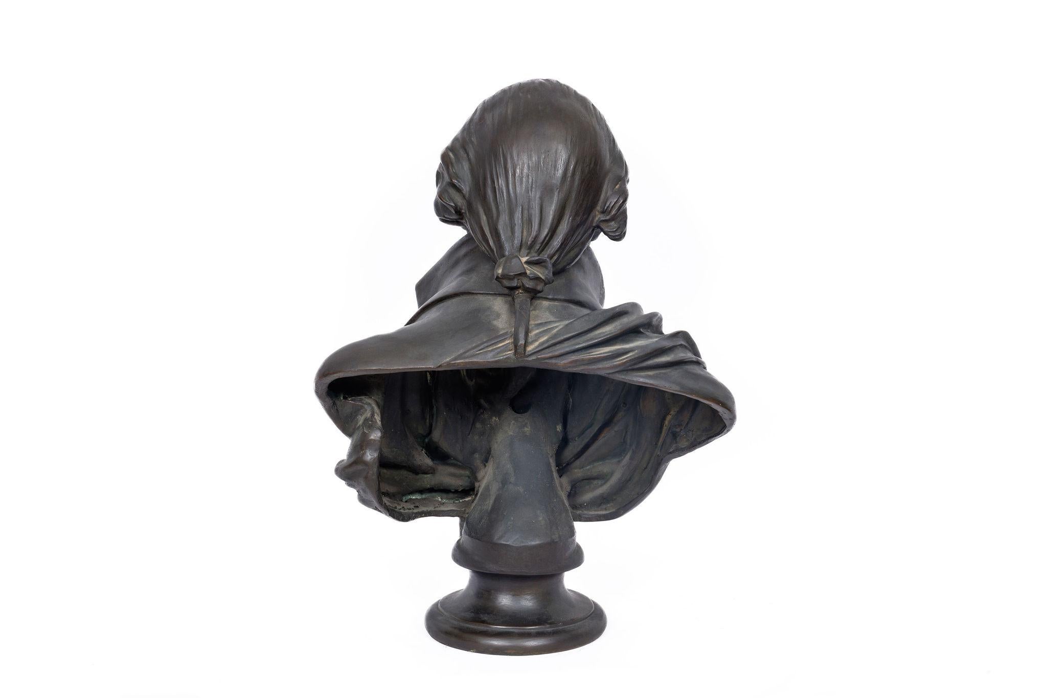 American Monumental Patinated Bronze Bust of George Washington, after William Rush (1817) For Sale