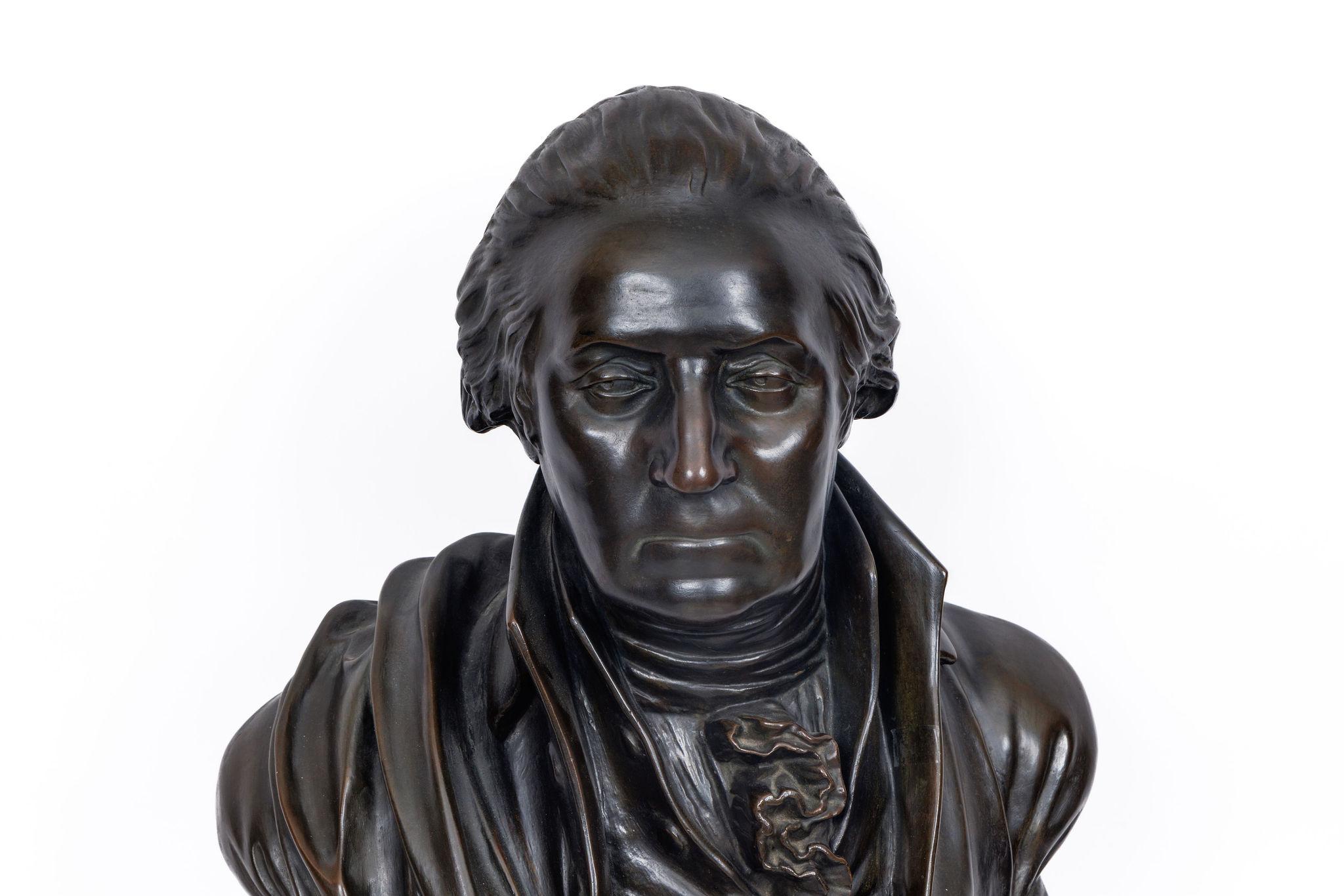 Monumental Patinated Bronze Bust of George Washington, after William Rush (1817) For Sale 1