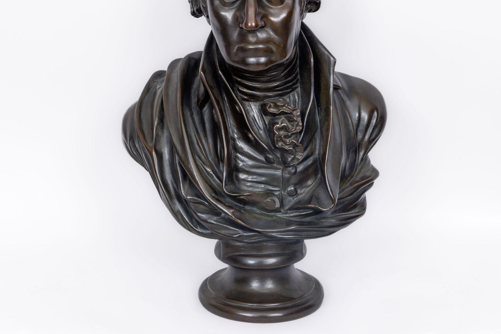 Monumental Patinated Bronze Bust of George Washington, after William Rush (1817) For Sale 2