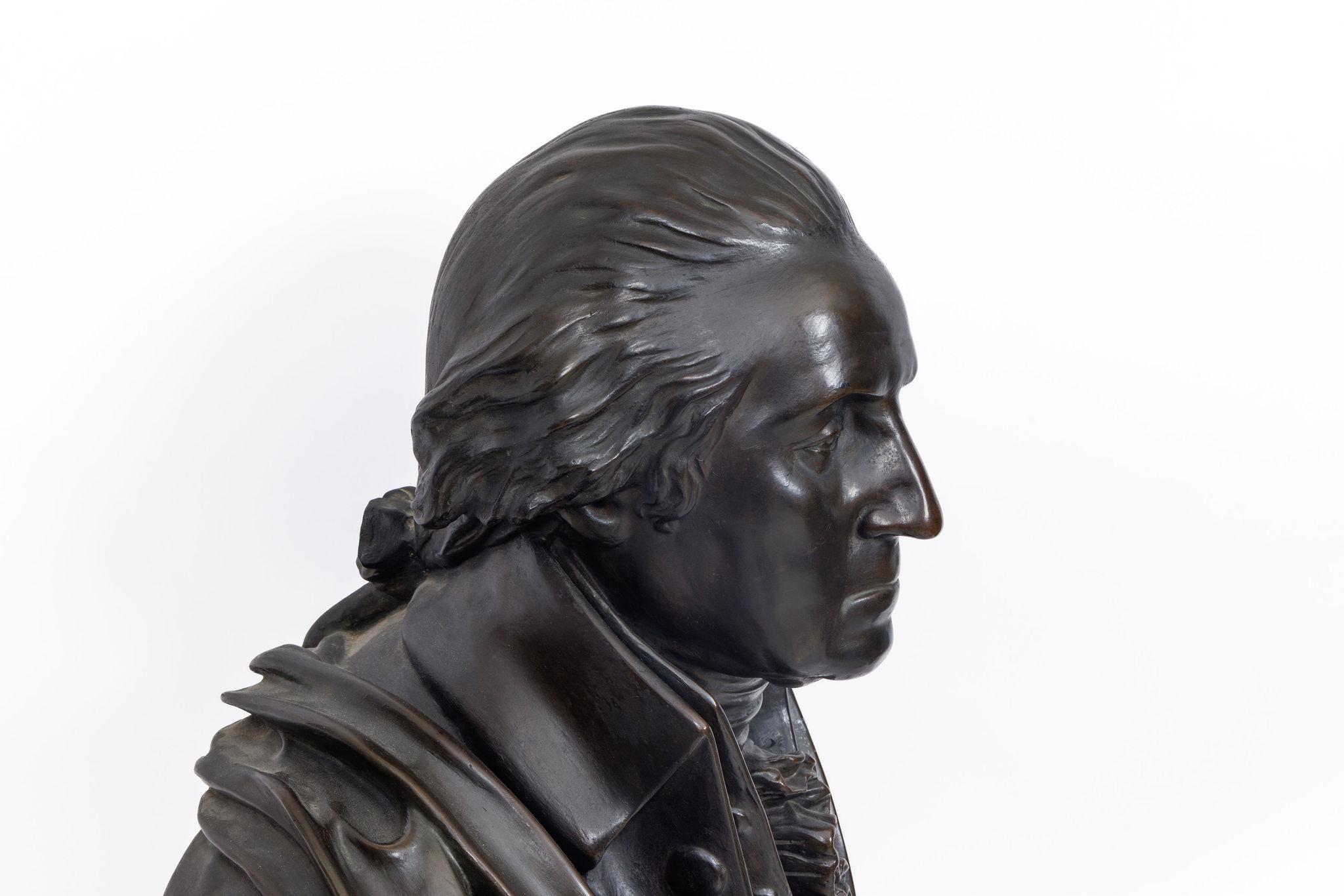Monumental Patinated Bronze Bust of George Washington, after William Rush (1817) For Sale 3