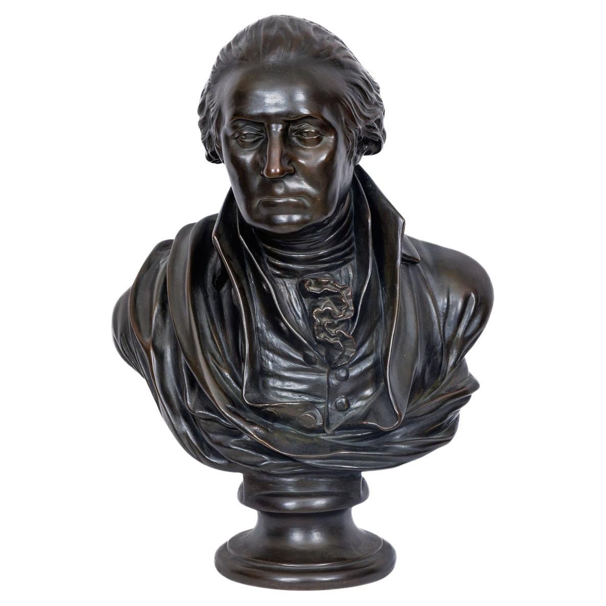 Monumental Patinated Bronze Bust of George Washington, after William Rush (1817) For Sale