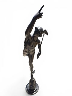 Monumental Patinated Bronze Mercury after Giambologna, Naples, Italy, 1960s