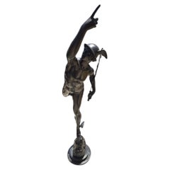 Monumental Patinated Bronze Mercury after Giambologna, Naples, Italy, 1960s