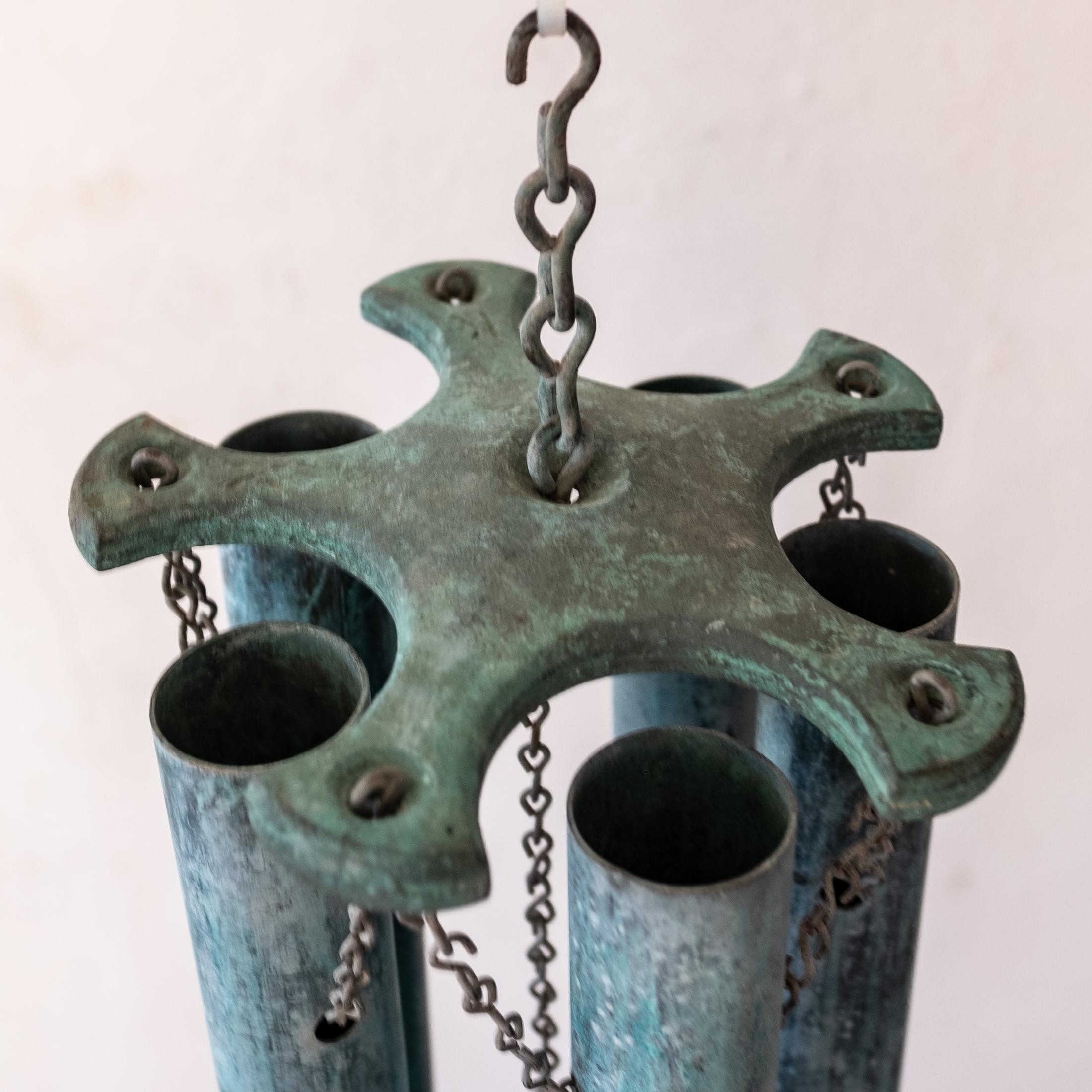 Monumental Patinated Bronze Wind Chimes in the Style of Walter Lamb 4