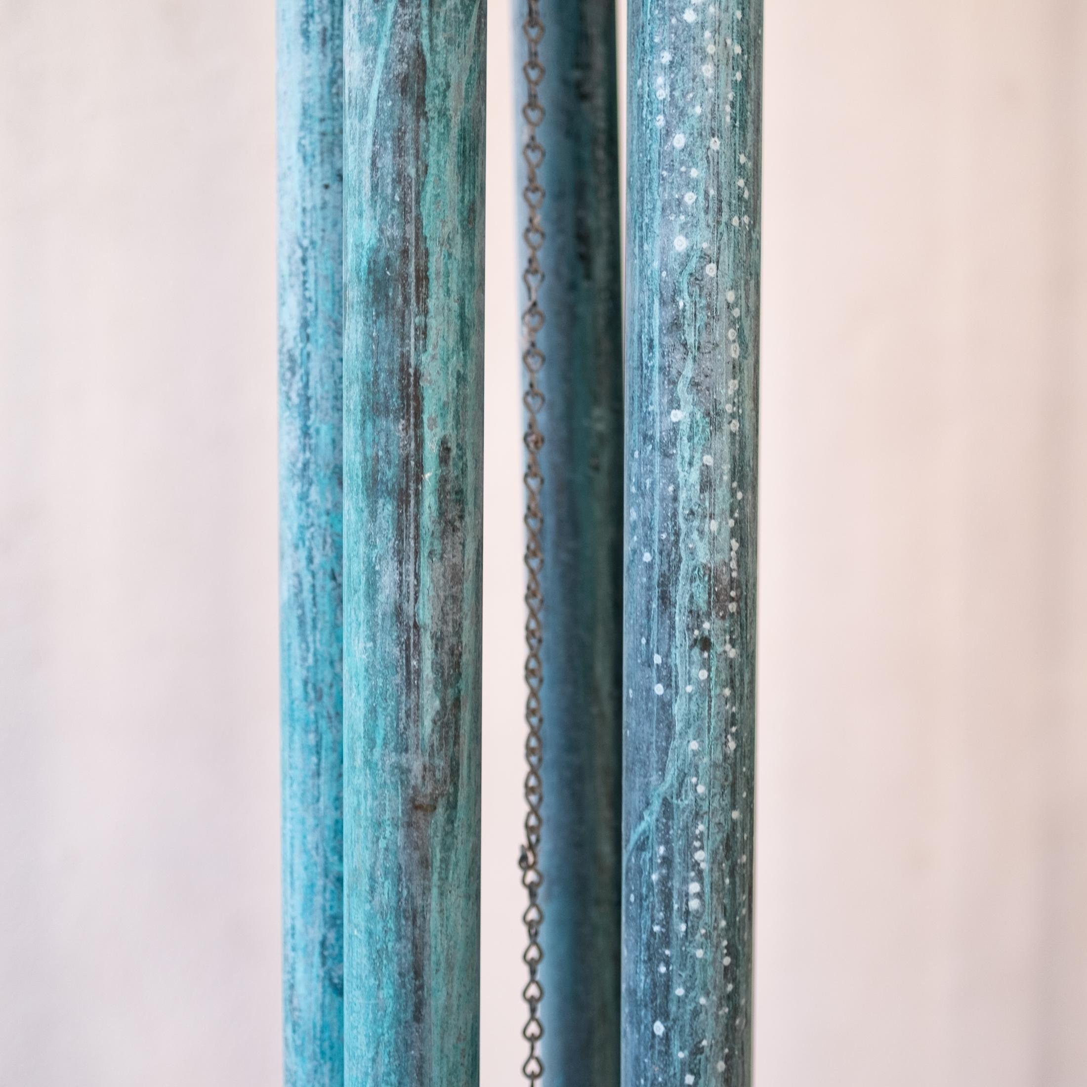 Mid-Century Modern Monumental Patinated Bronze Wind Chimes in the Style of Walter Lamb