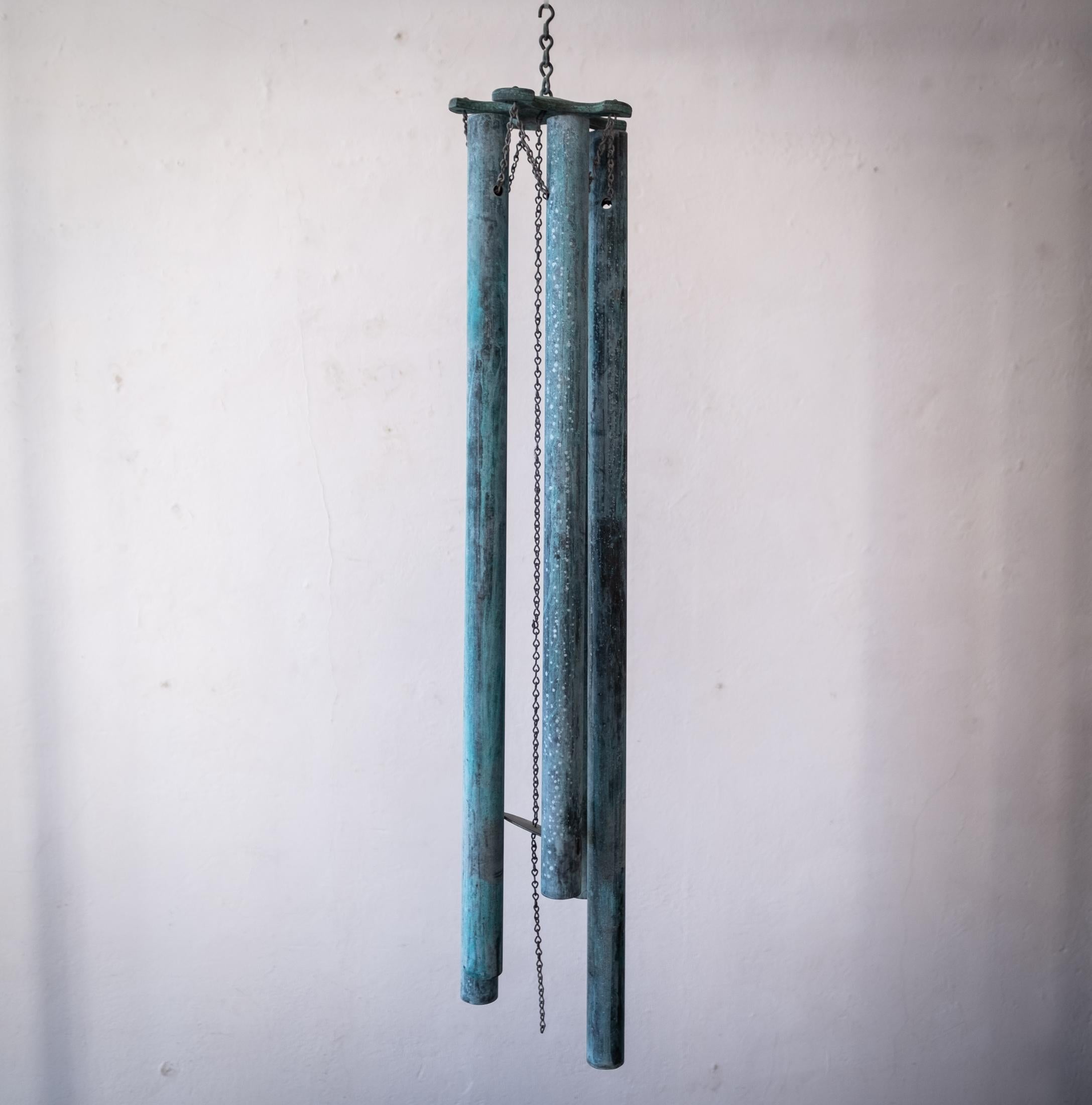 American Monumental Patinated Bronze Wind Chimes in the Style of Walter Lamb