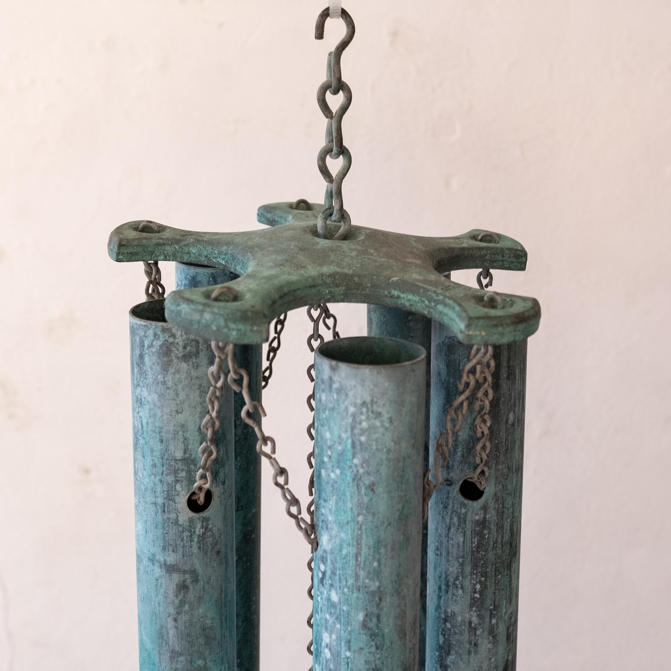Mid-20th Century Monumental Patinated Bronze Wind Chimes in the Style of Walter Lamb