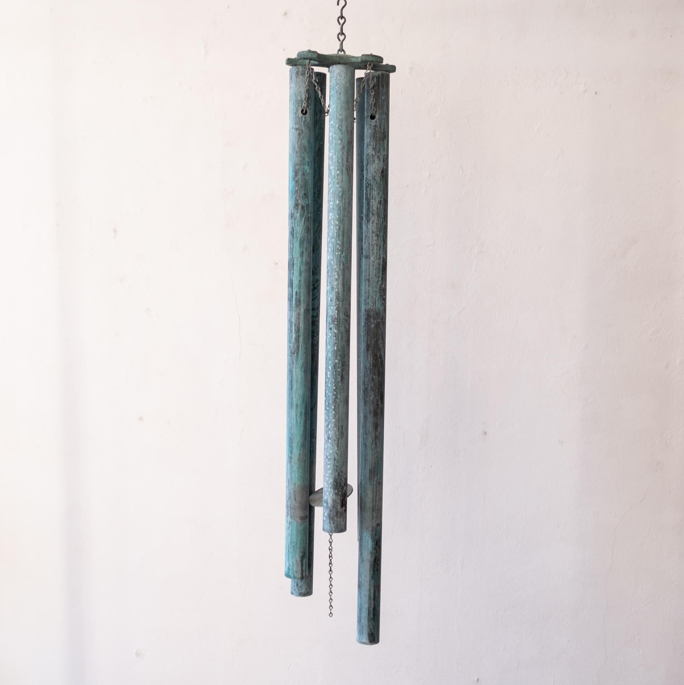 Monumental Patinated Bronze Wind Chimes in the Style of Walter Lamb 1