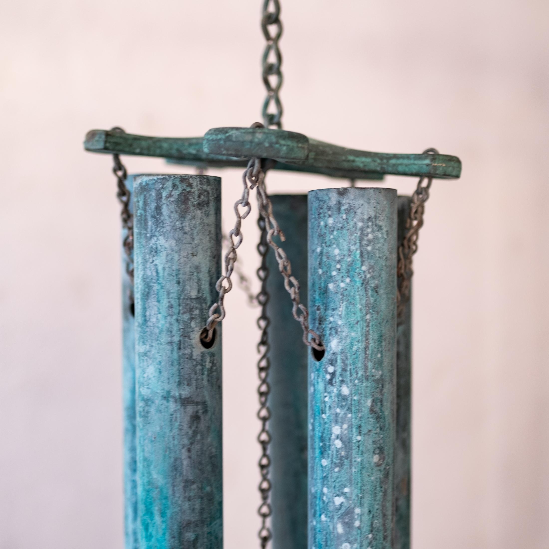 Monumental Patinated Bronze Wind Chimes in the Style of Walter Lamb 2