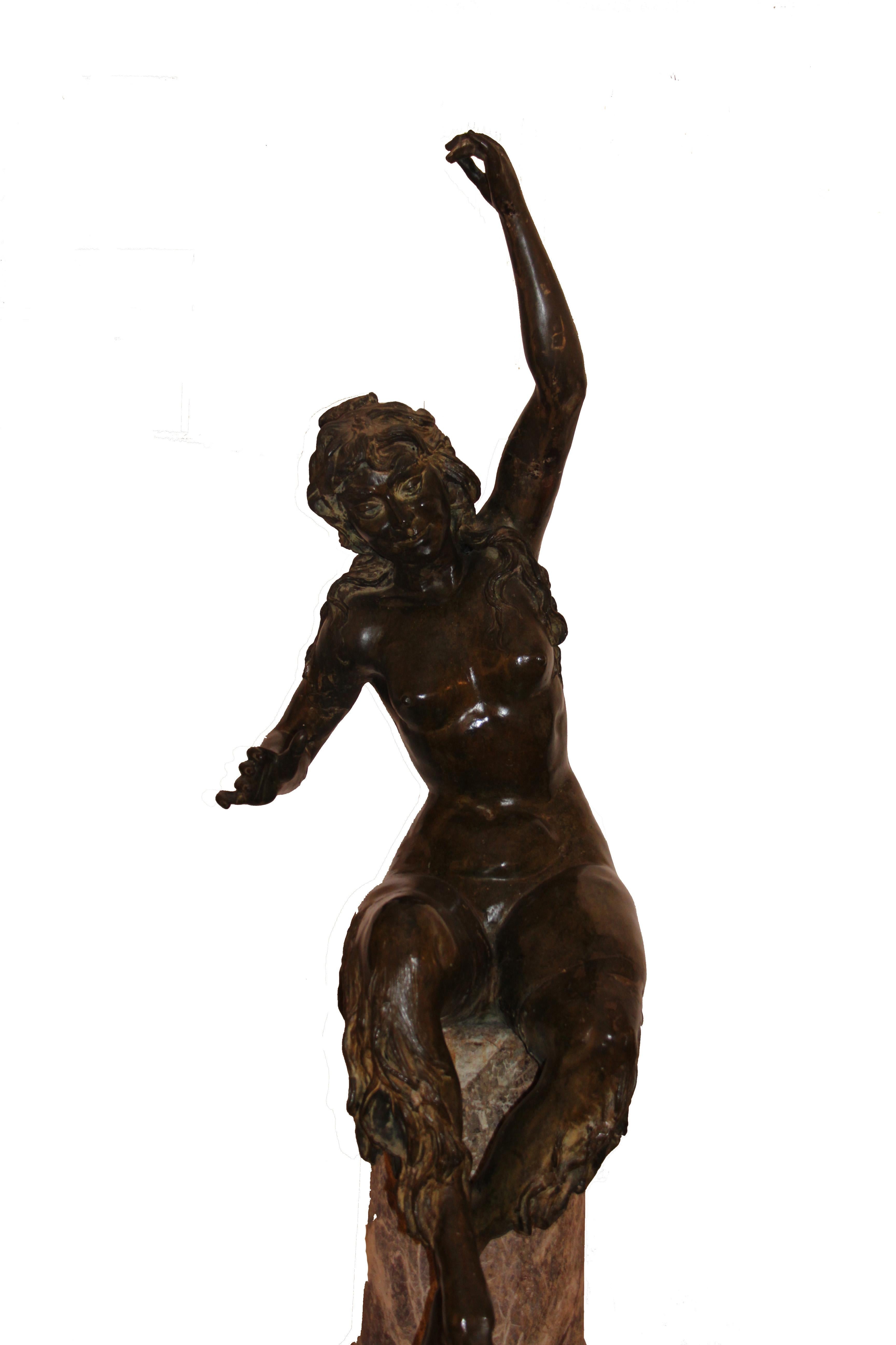 Italian Monumental Patinated Figure Bronze Sculpture For Sale