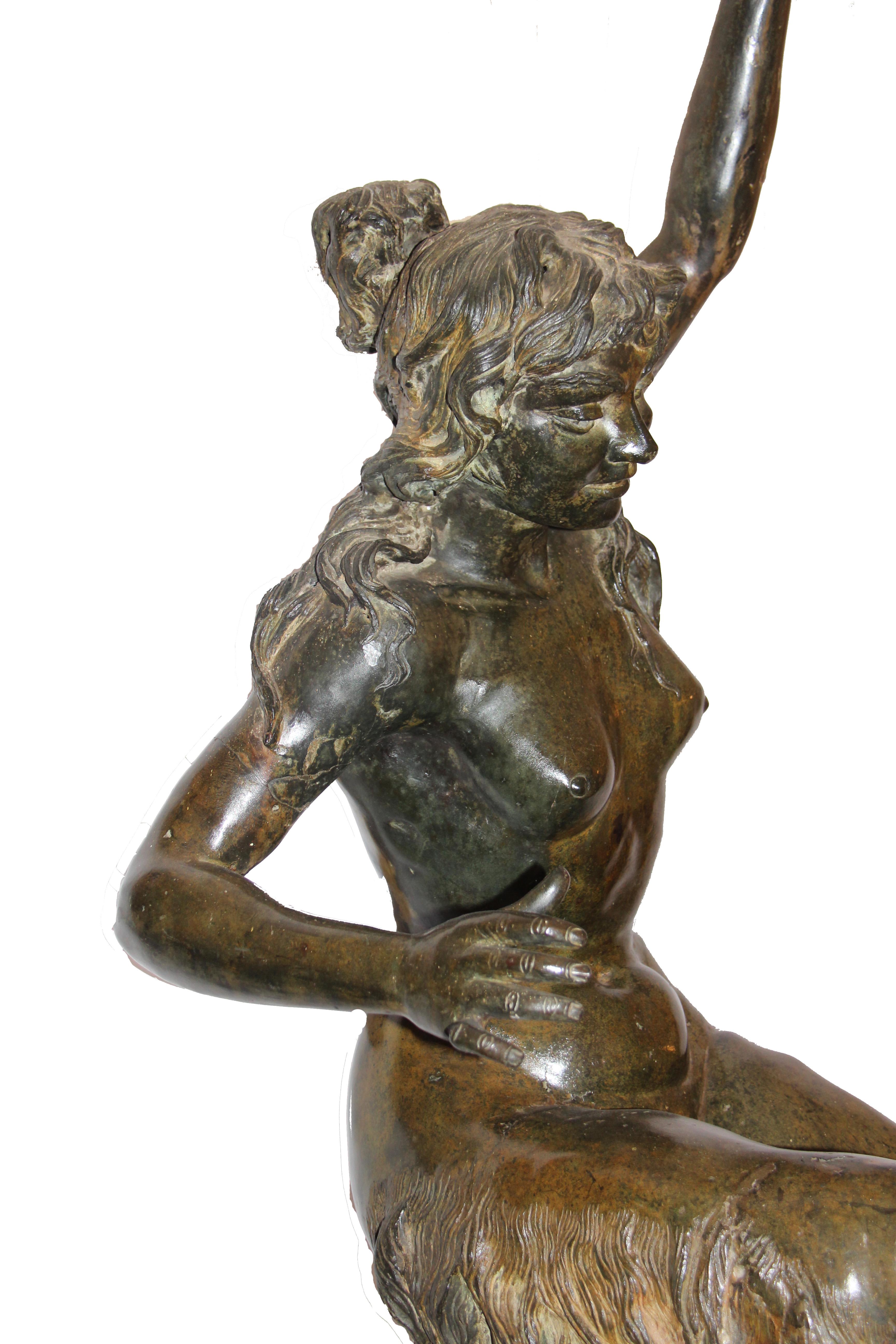 Cast Monumental Patinated Figure Bronze Sculpture For Sale