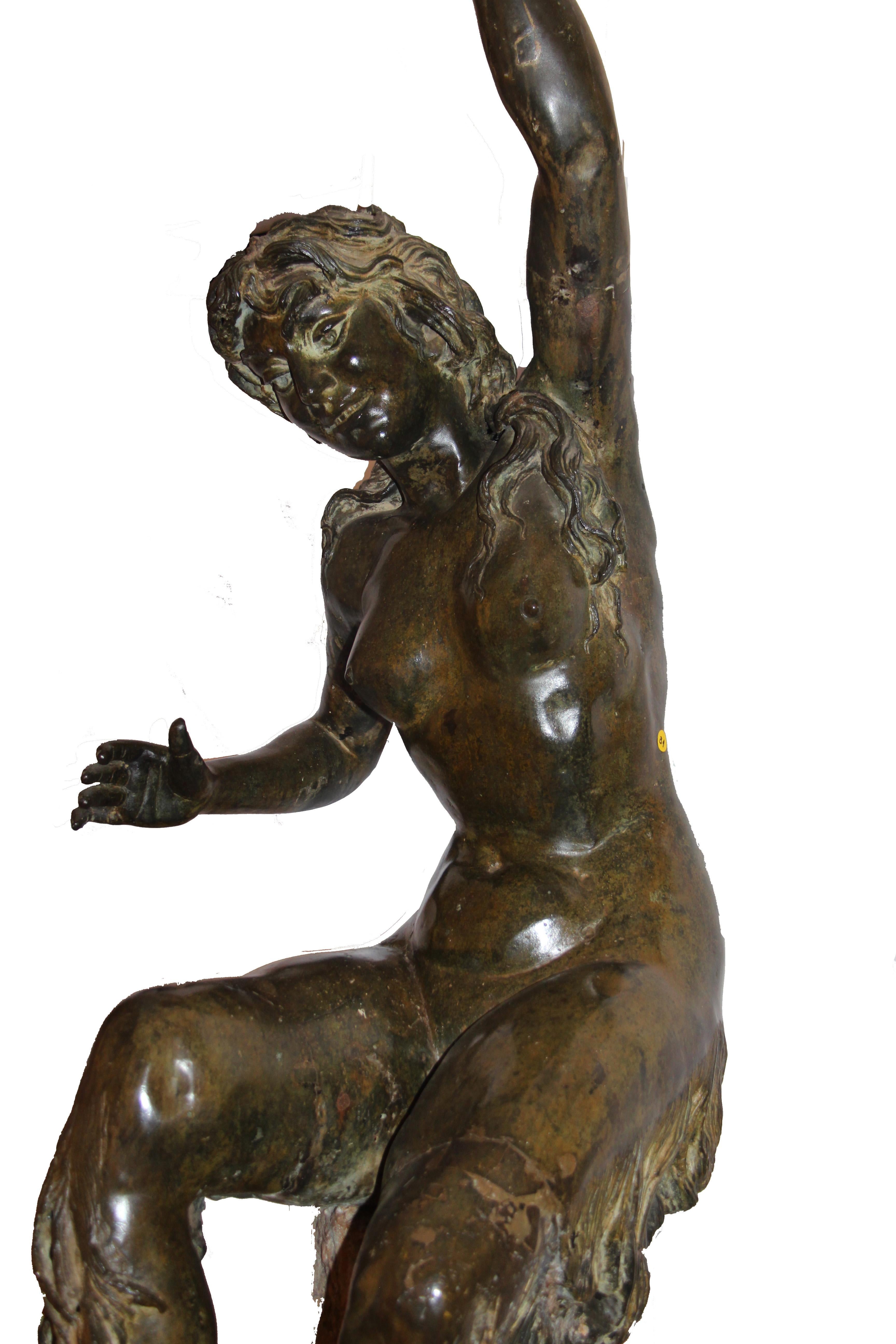 Monumental Patinated Figure Bronze Sculpture In Fair Condition For Sale In Sao Paulo, Sao Paulo