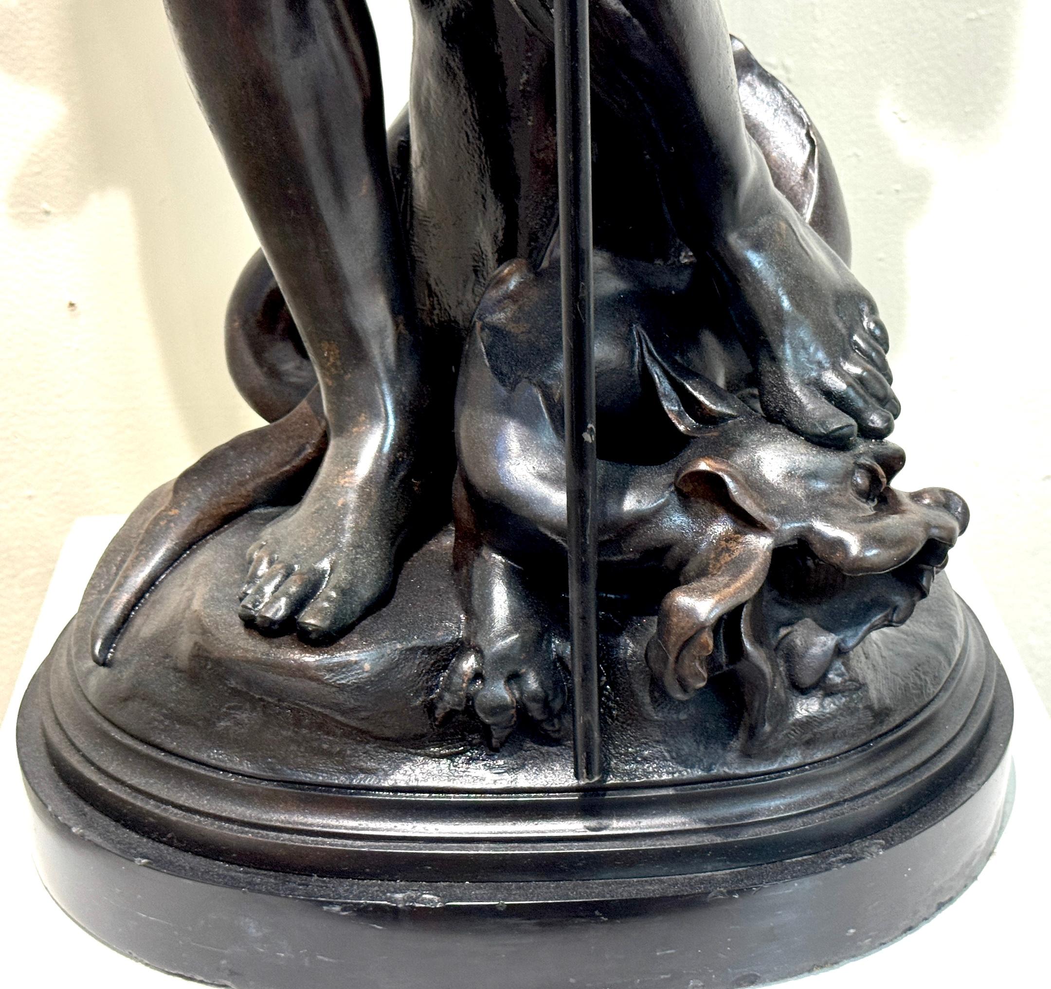 Calco Statua monumentale in zinco patinato Saint George e il drago, dopo Picault in vendita