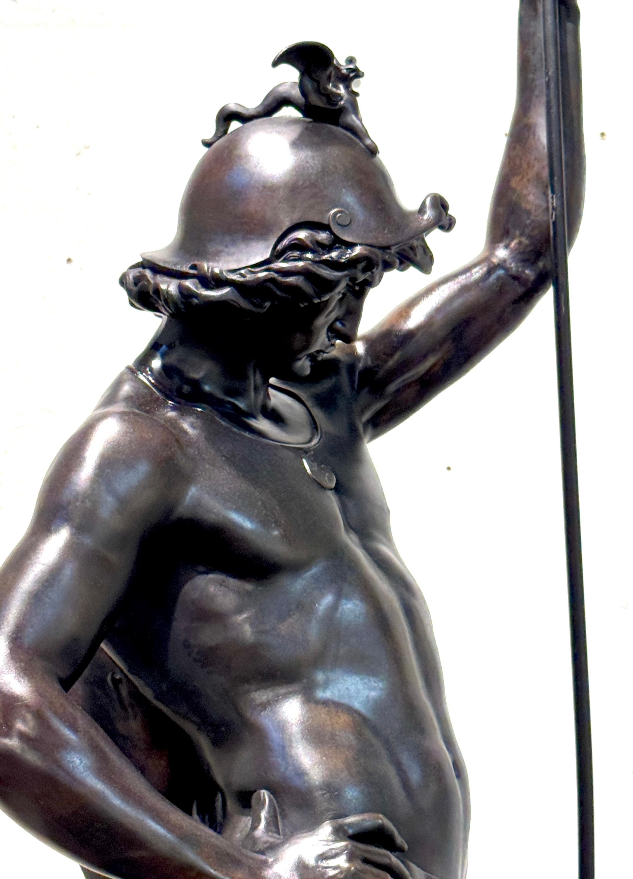 Zinco Statua monumentale in zinco patinato Saint George e il drago, dopo Picault in vendita