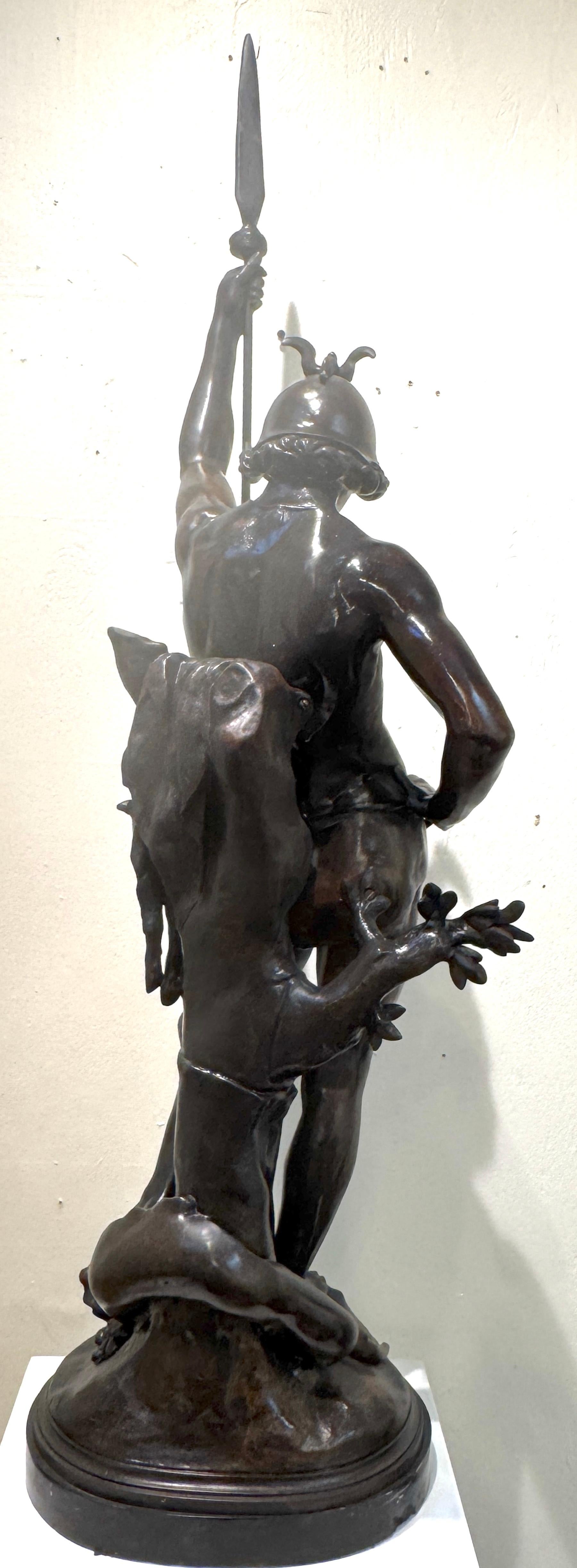 Statua monumentale in zinco patinato Saint George e il drago, dopo Picault in vendita 1