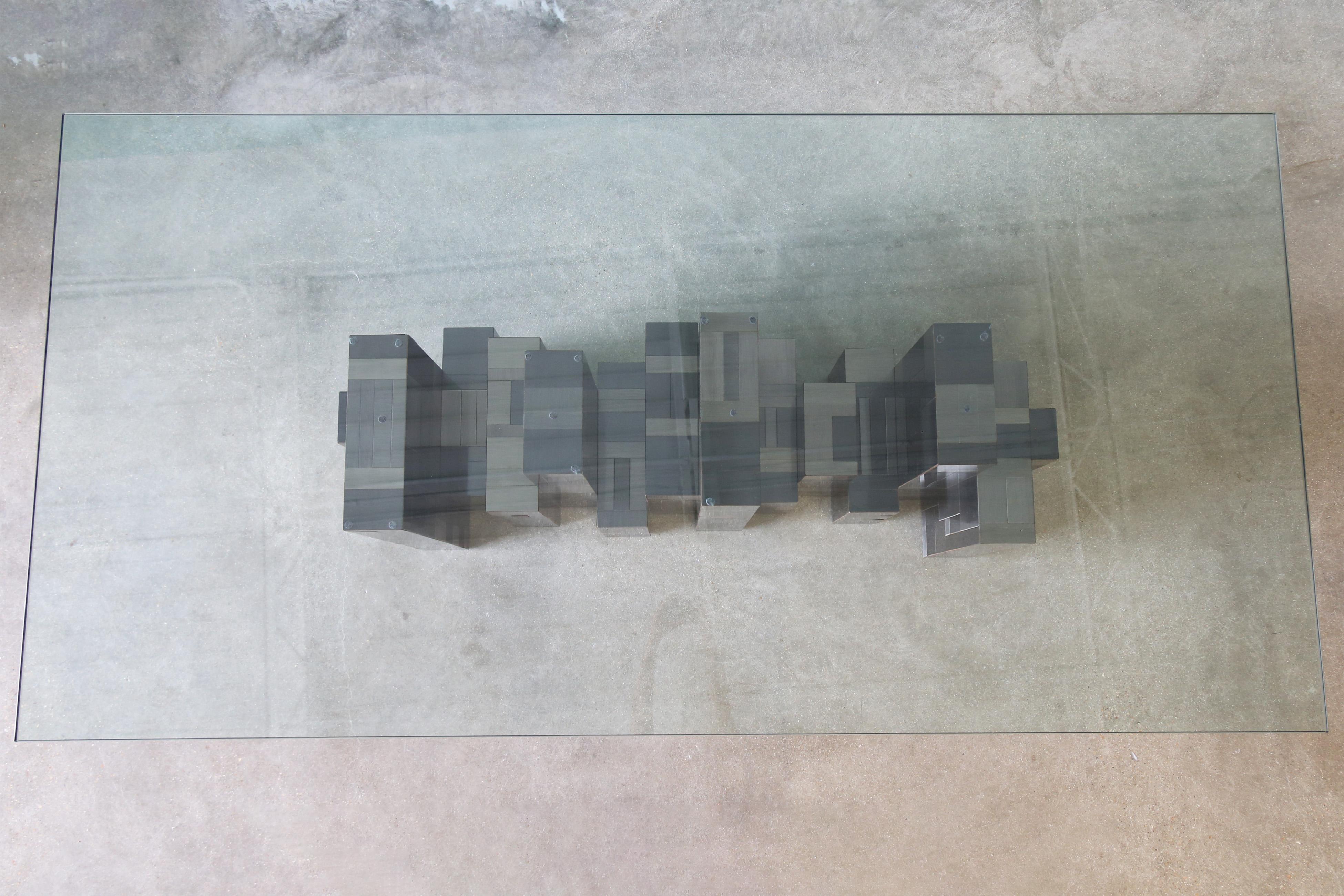 Monumental Paul Evans Gunmetal Cityscape Dining Table Mid Century Modern en vente 3