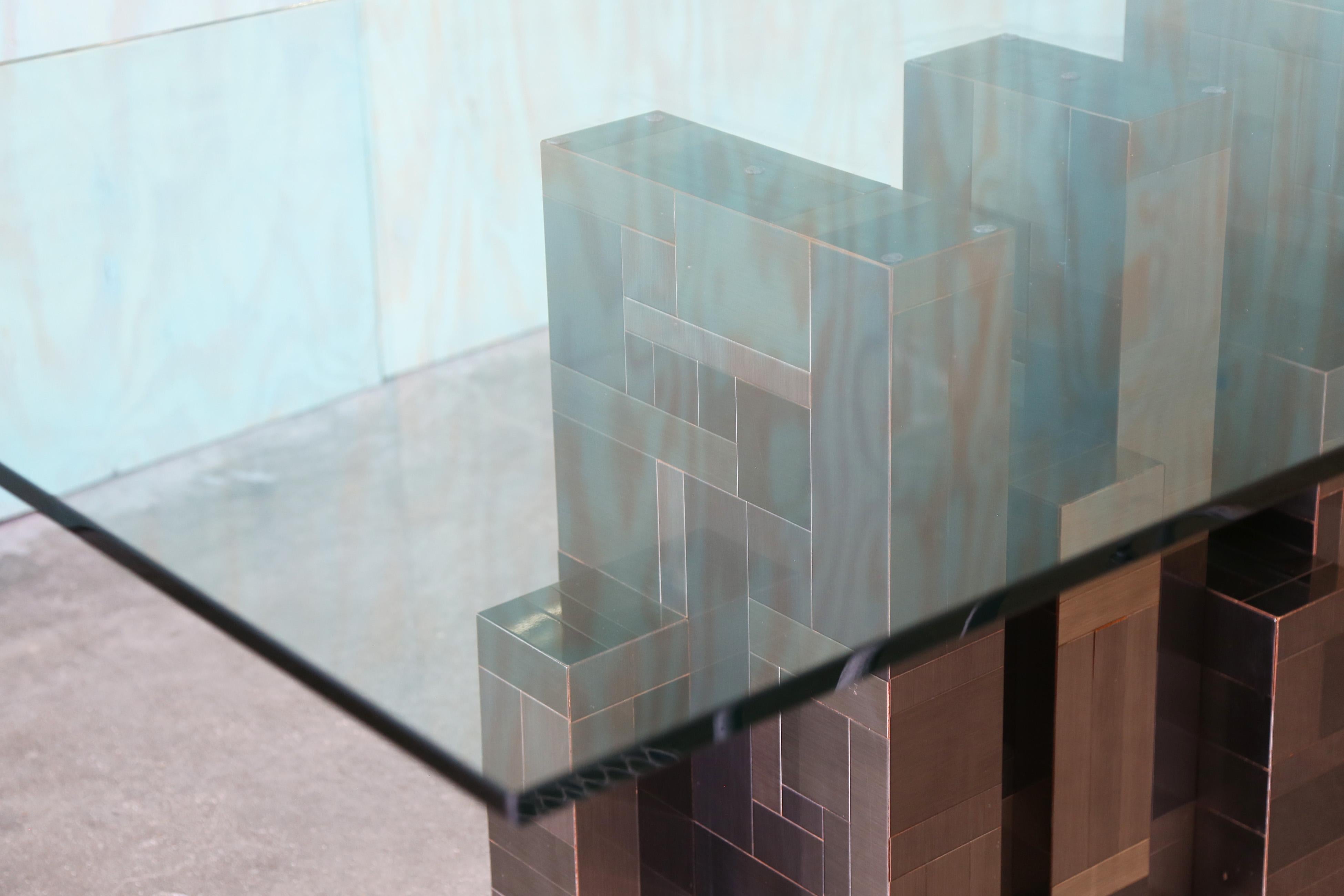 Monumental Paul Evans Gunmetal Cityscape Dining Table Mid Century Modern en vente 4