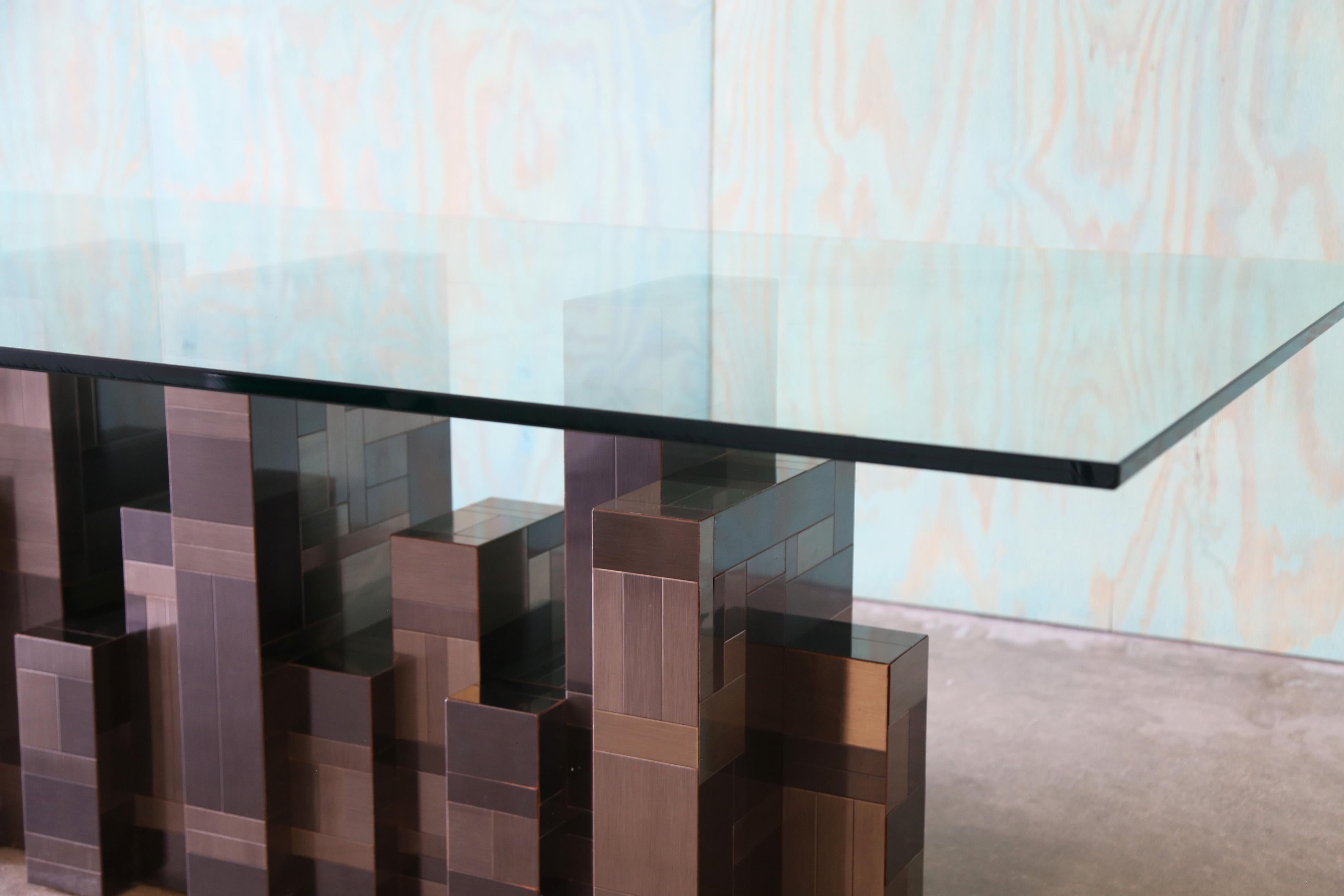 Monumental Paul Evans Gunmetal Cityscape Dining Table Mid Century Modern en vente 5