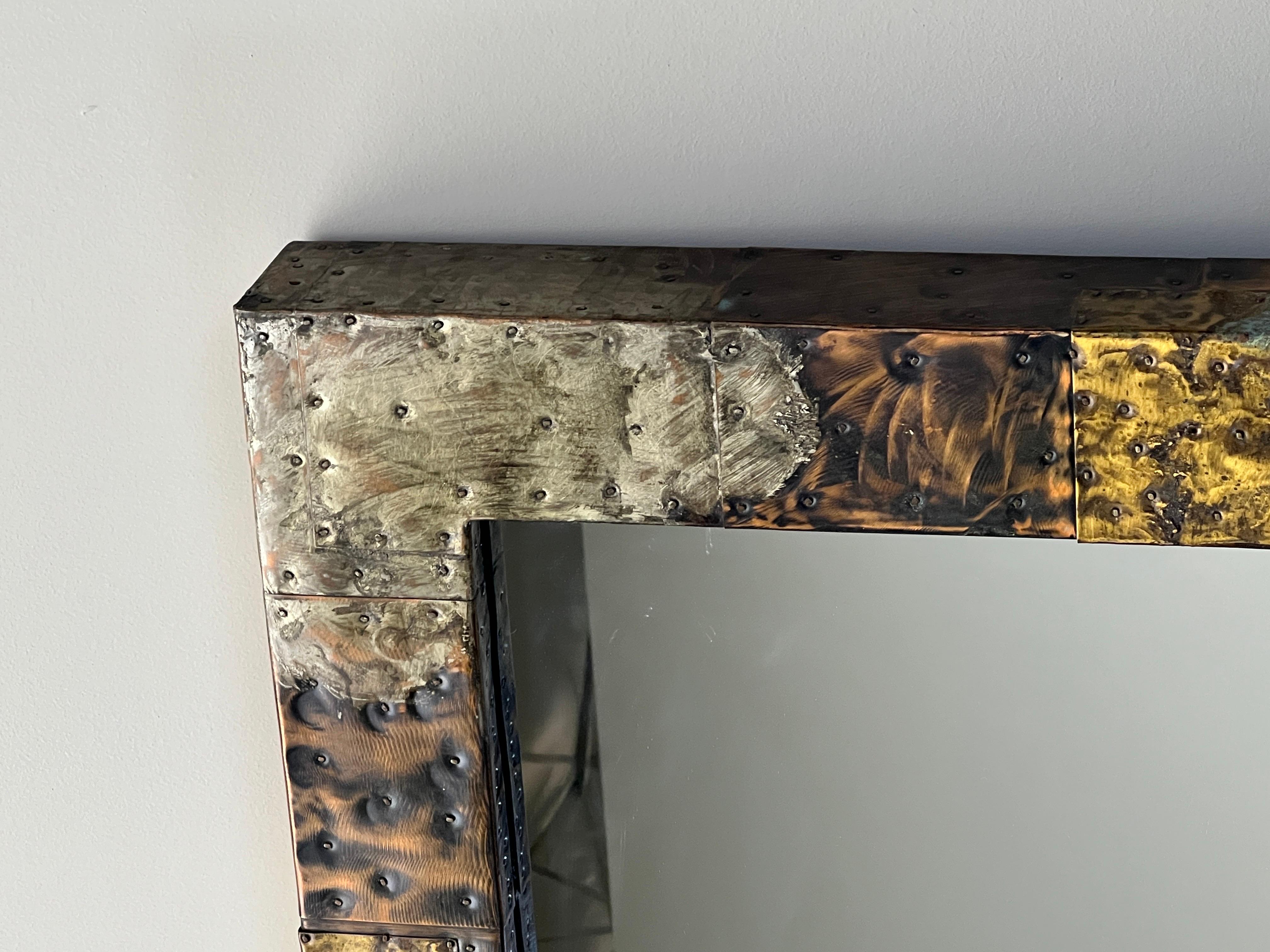 Fin du 20e siècle Miroir monumental Paul Evans Patchwork en vente