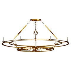 Monumental Paul Ferrante Art Deco Gilt Metal Oval Chandelier