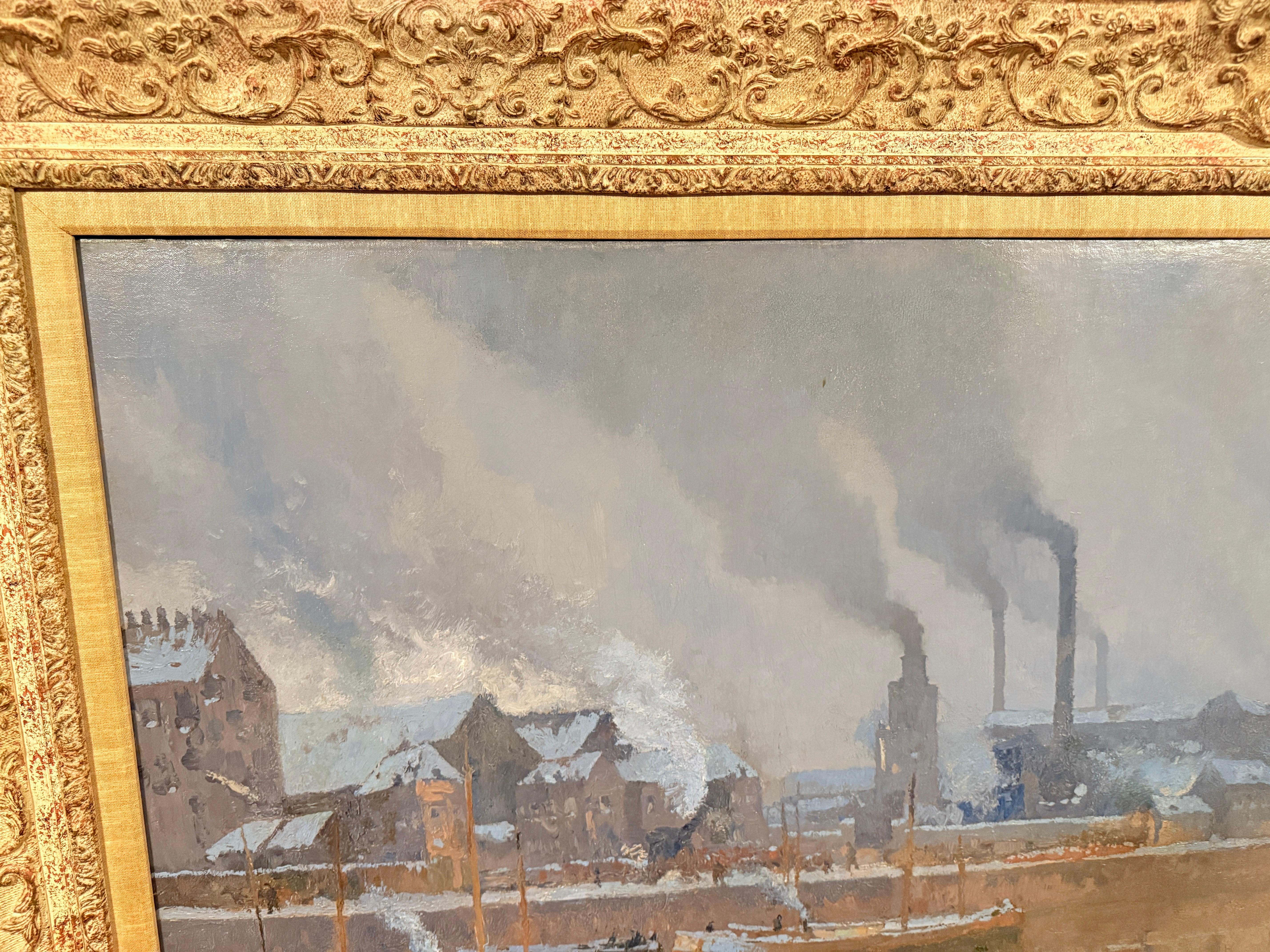 Monumental Paul Leduc Seine A.I.Winter Paris Landscape C. 1911 en vente 4