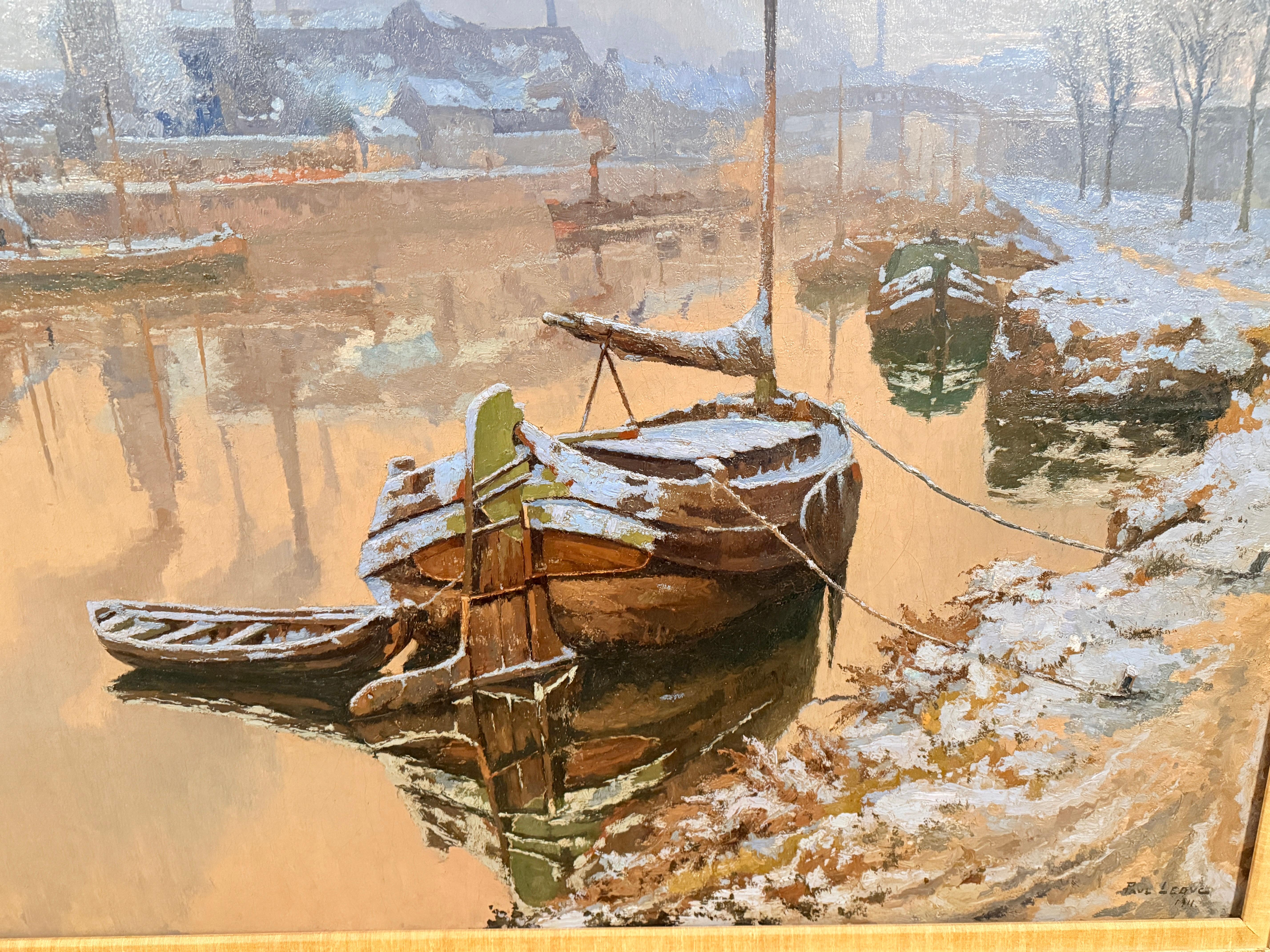 École de Barbizon Monumental Paul Leduc Seine A.I.Winter Paris Landscape C. 1911 en vente