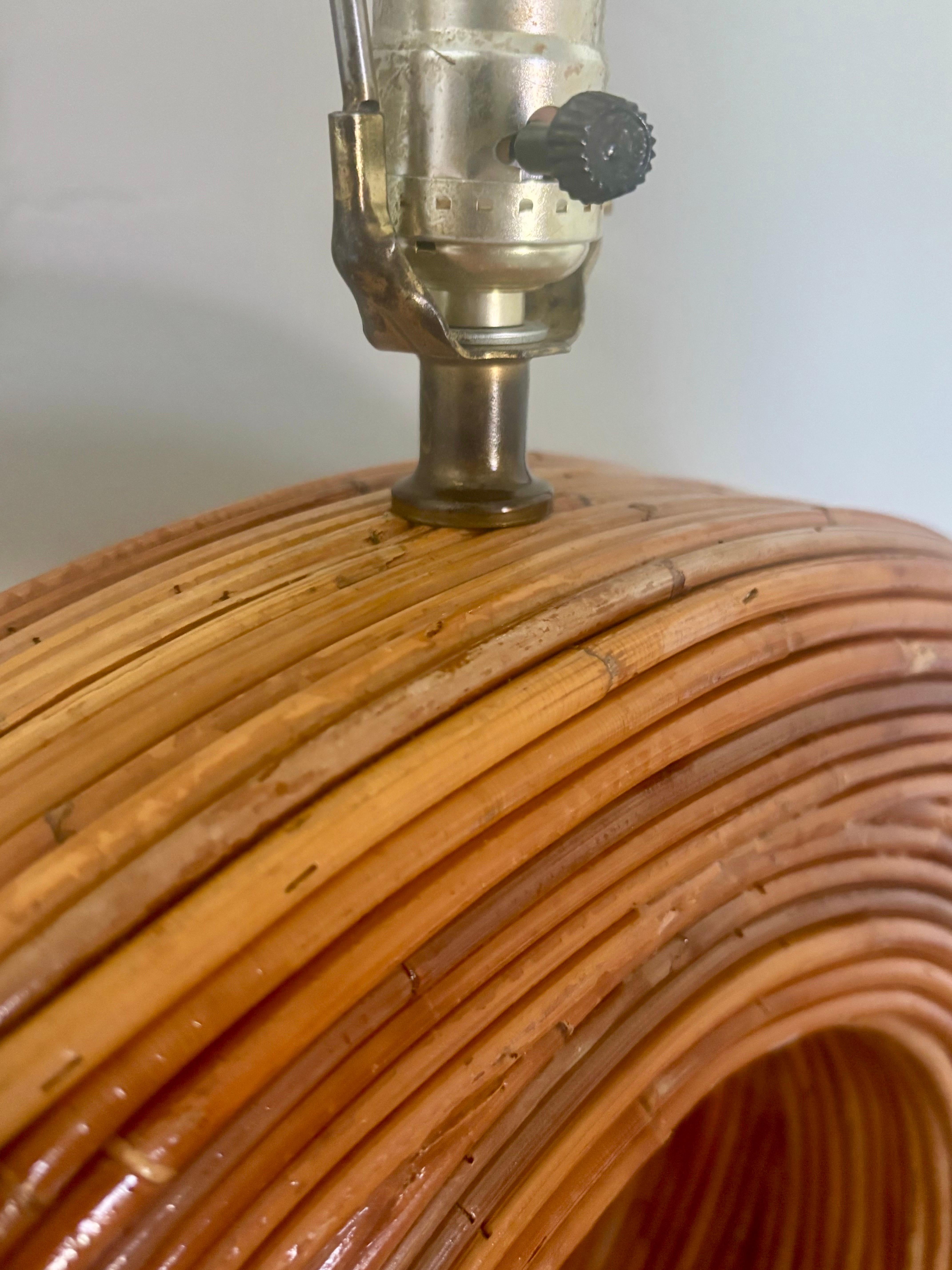 20th Century Monumental Pencil Reed Circle Table Lamp For Sale