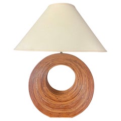 Monumental Pencil Reed Circle Table Lamp