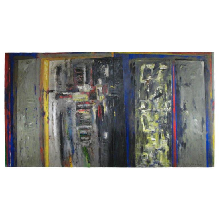 Monumental Perez Celis Two-Panel Oil on Canvas 'Signed' For Sale