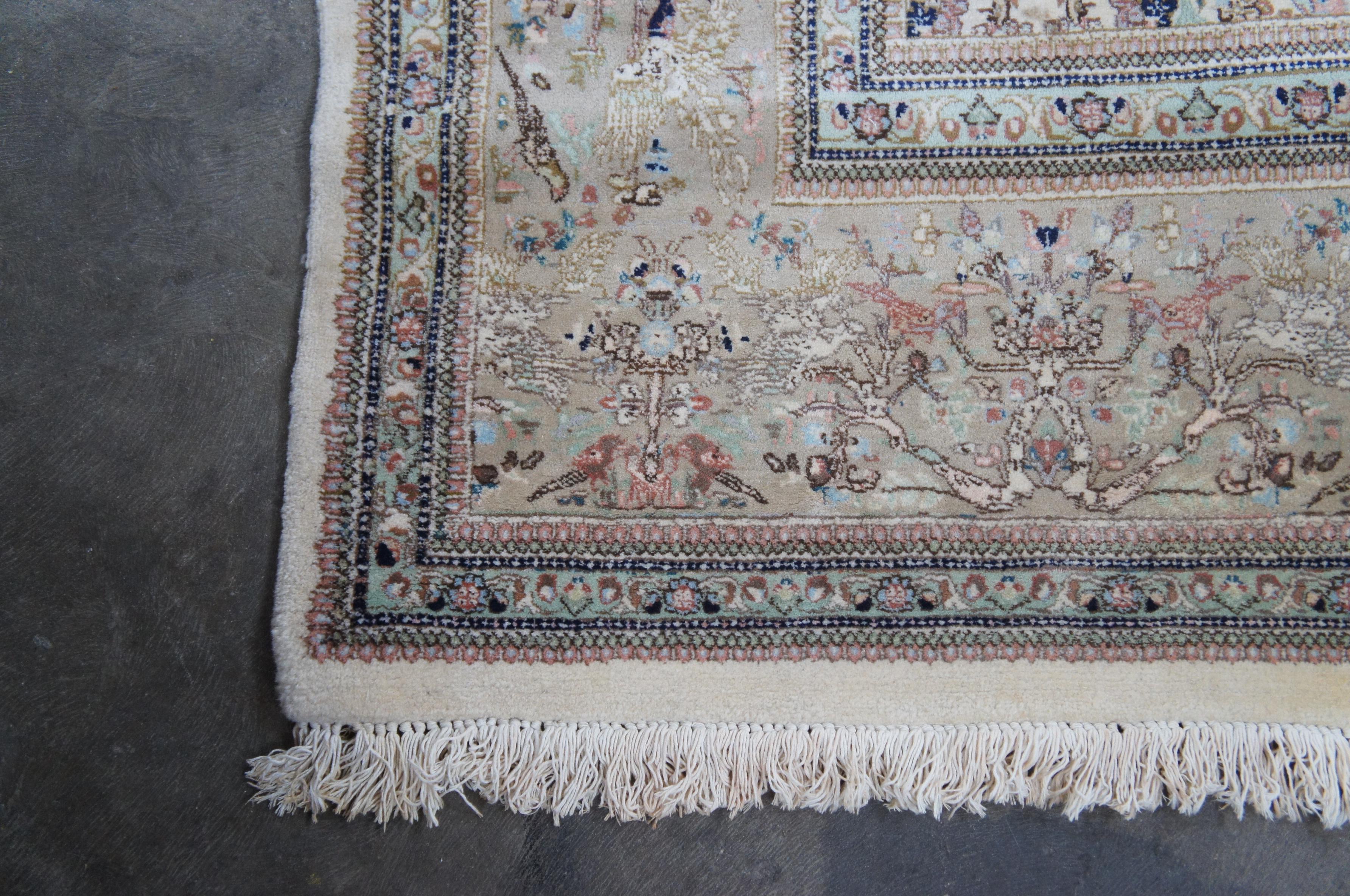 Monumental Persian Tabriz Hunting Animal Design Wool Area Rug Carpet 12' x 18' For Sale 5