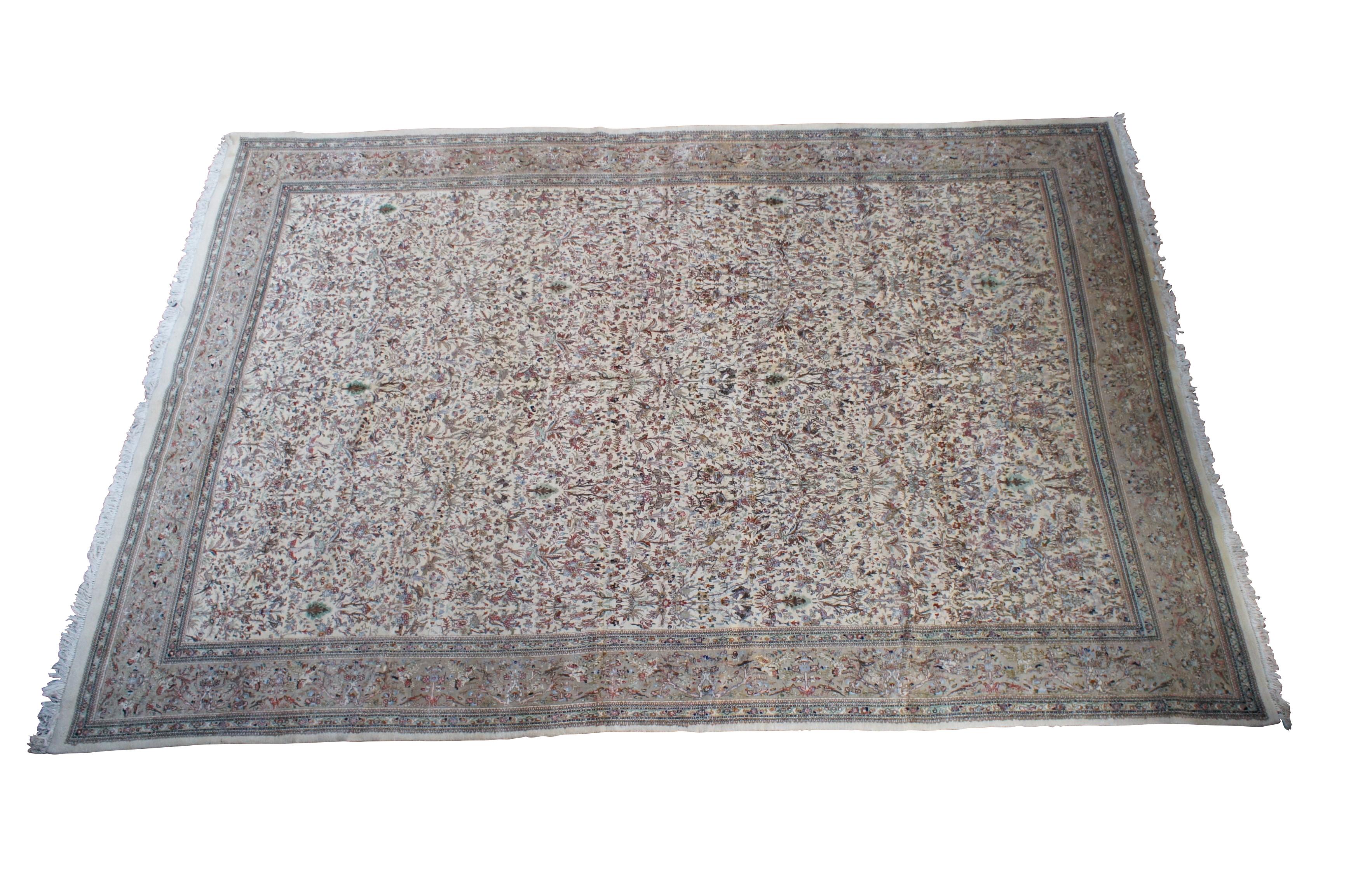 Hand-Knotted Monumental Persian Tabriz Hunting Animal Design Wool Area Rug Carpet 12' x 18' For Sale